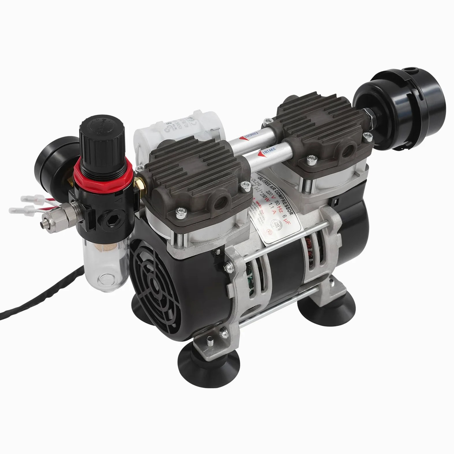Bomba de vacío 230 W 40 PSI sin aceite para la industria de laboratorio | 1400 rpm, -90 Kpa Unterdruck,56 Db GeräUscharm,Kupfermotor,Wartfrei,AluminiumgehäUse