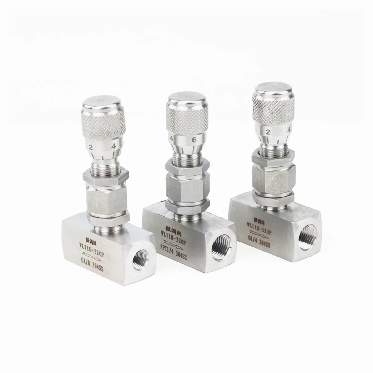 G 1/8 "1/4" 3/8 "NPT 1/2" válvula de Aguja de Acero Inoxidable 304 Controlador de válvula reguladora de Flujo de micromedición for Agua Gas Aceite(G Thread-High Precision-Straight,0.5 Inch)
