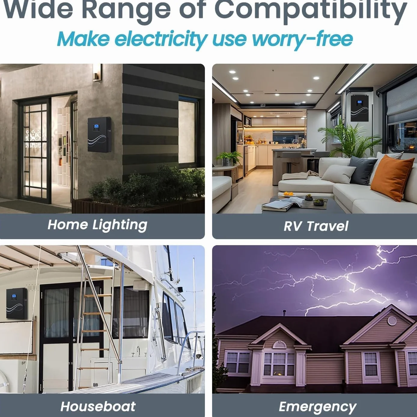 NOVOPAL Inversor Solar Híbrido 2500W Off-Grid Onda sinusoidal Pura Cargador MPPT Integrado de 80A de 24 V CC a 230, máximo PV 50-430 VDC para baterías de Plomo y Litio