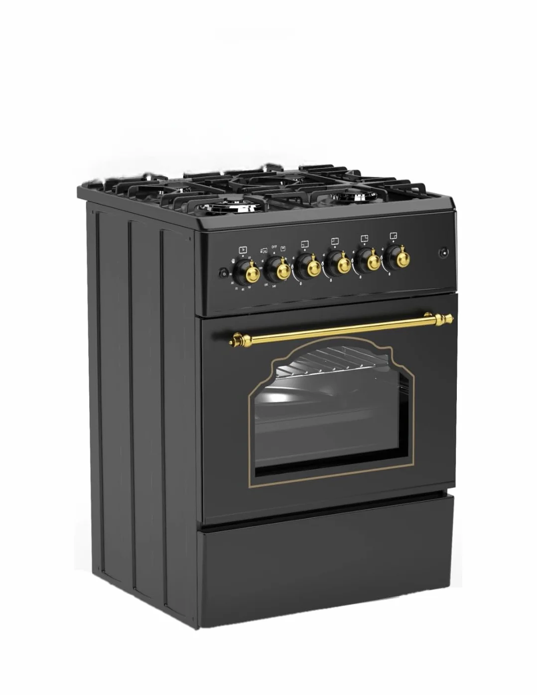 ALPHA Cocina de Gas VULCANO GOLD-60 Rustica Oro, Encendido automático, Wok