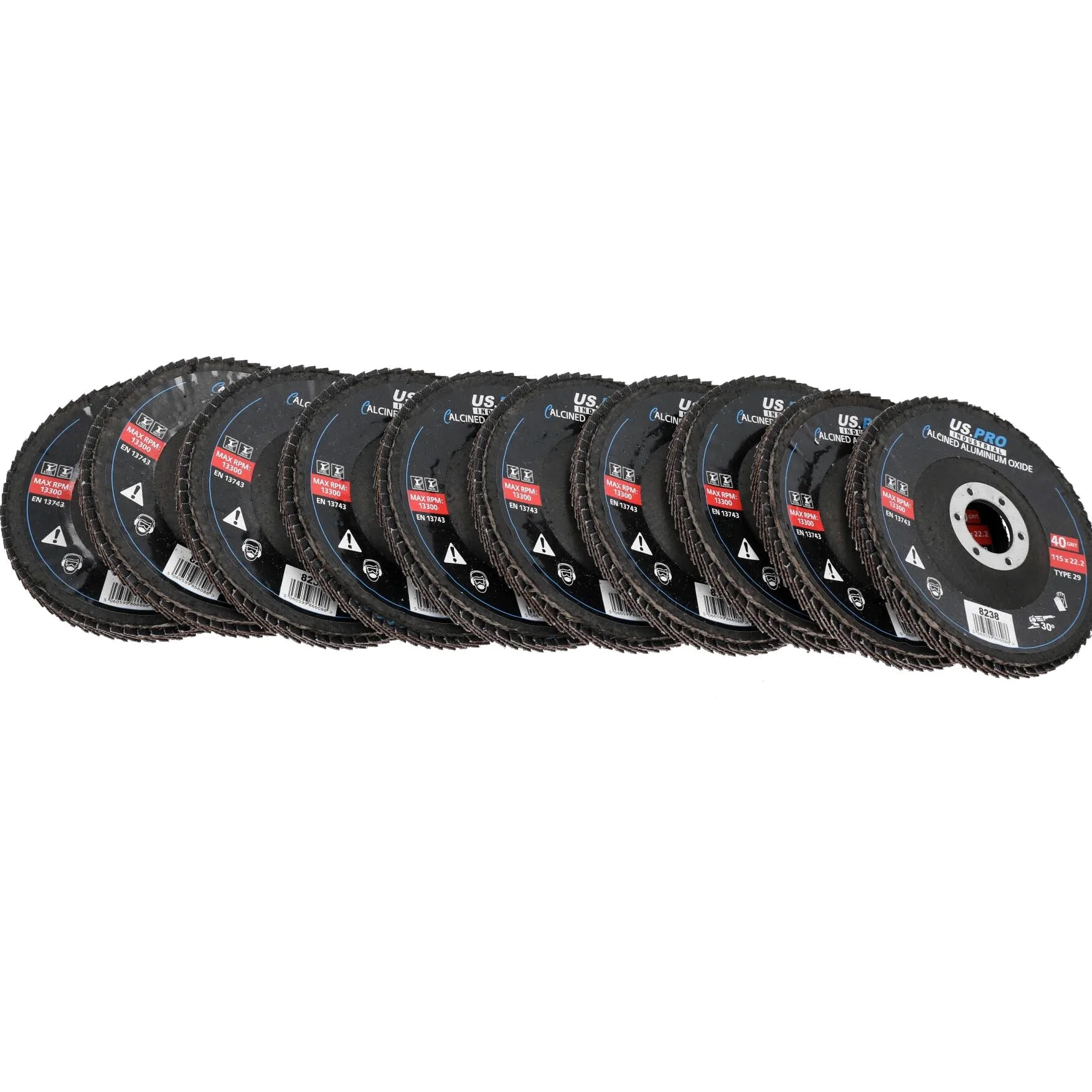 Ruedas de lijado calcinadas de disco grueso de 40 granos para amoladoras angulares de 4-1/2 pulgadas, 50 piezas