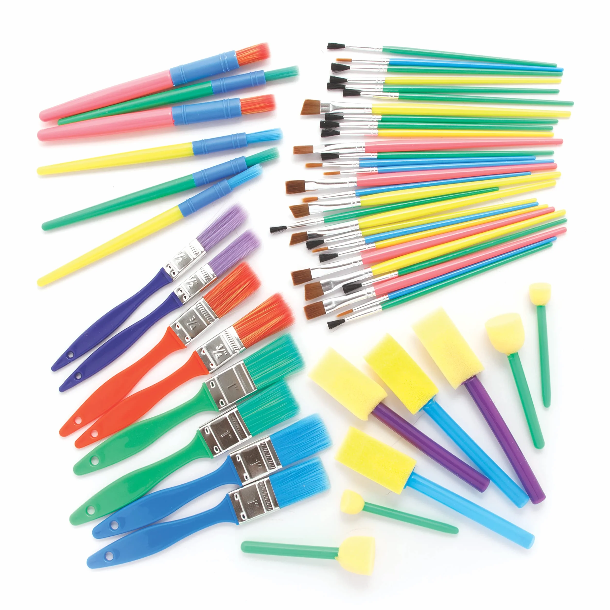Baker Ross Set de Pinceles y Esponjas para pintar - Paquete de 50, Juego de Arte para Niños