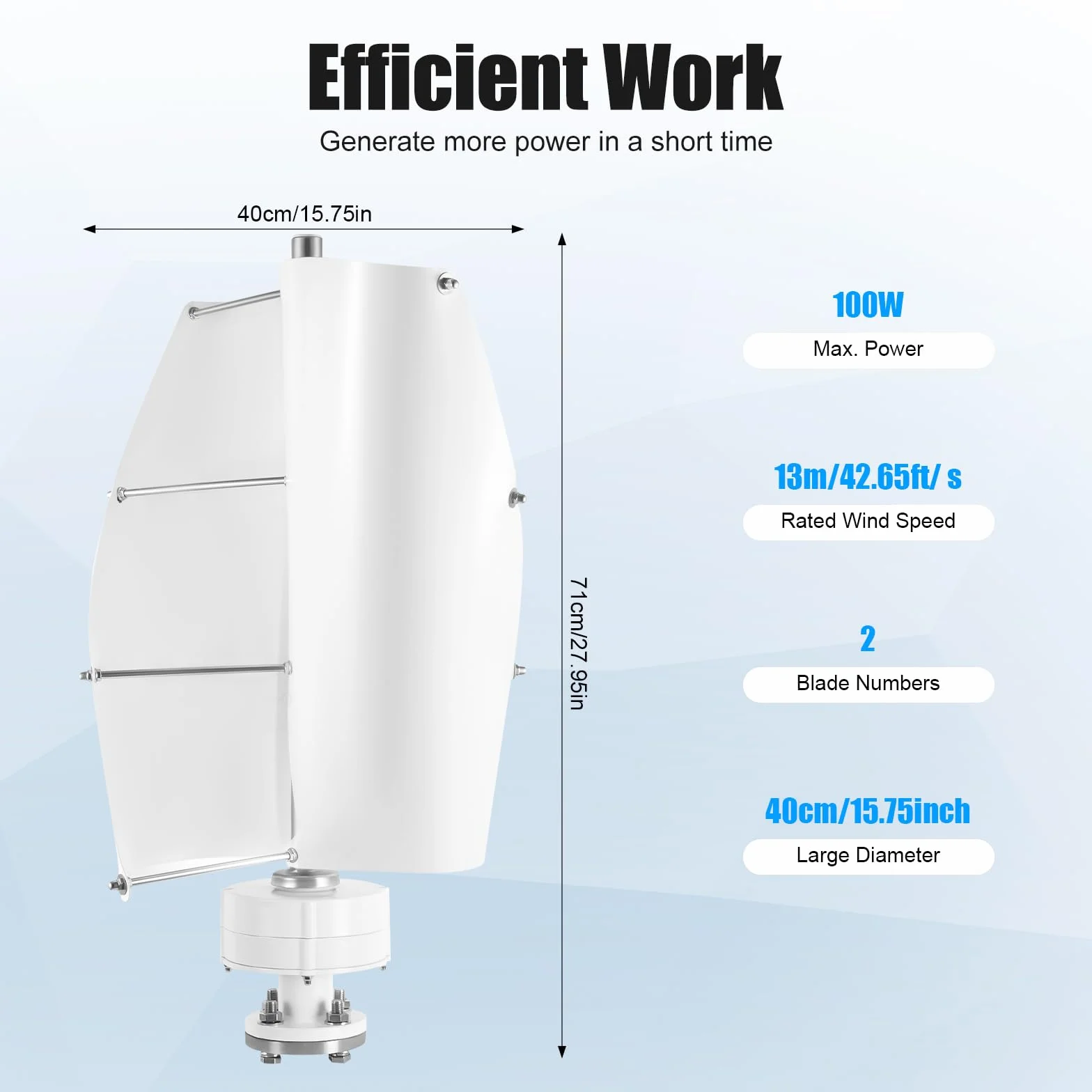 Turbina eólica vertical, 12 V/24 V, 100 W, generador de turbina eólica vertical con controlador, generador de energía eólica, turbina eólica