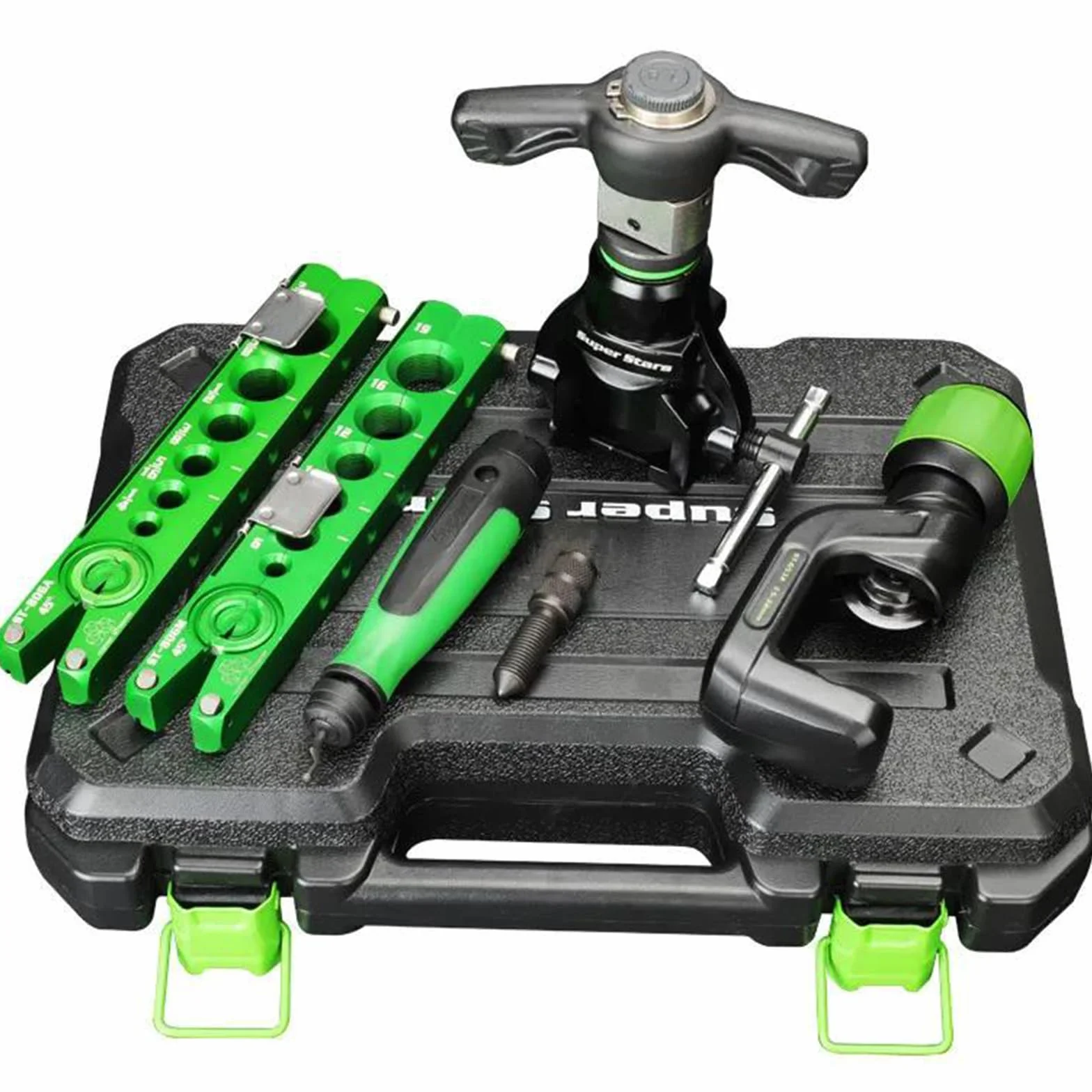 5 in 1 Kit Abocardador Tubos para Aire Acondicionado,adecuado para abocardador de tubos de cobre de 1/4”-3/4”y 6-19 mm,abocardador de tubo único 45°,con cortatubos y herramienta de desbarbado