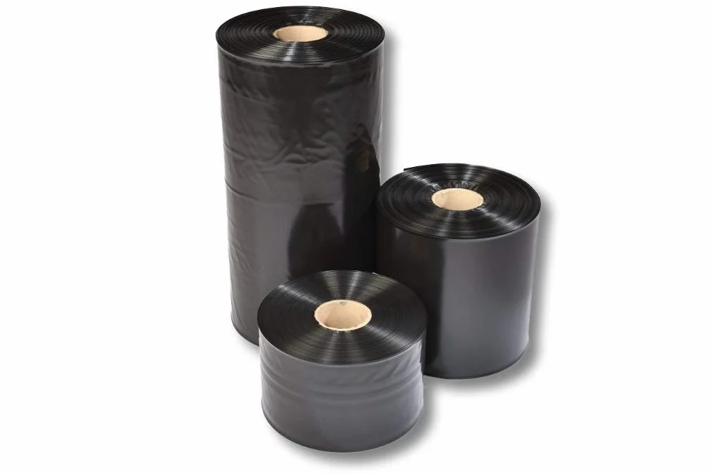 1 rollo de 400 mm de ancho x 250 m de largo, tubo de plástico para embalaje, color negro, soldable, opaco, opaco.