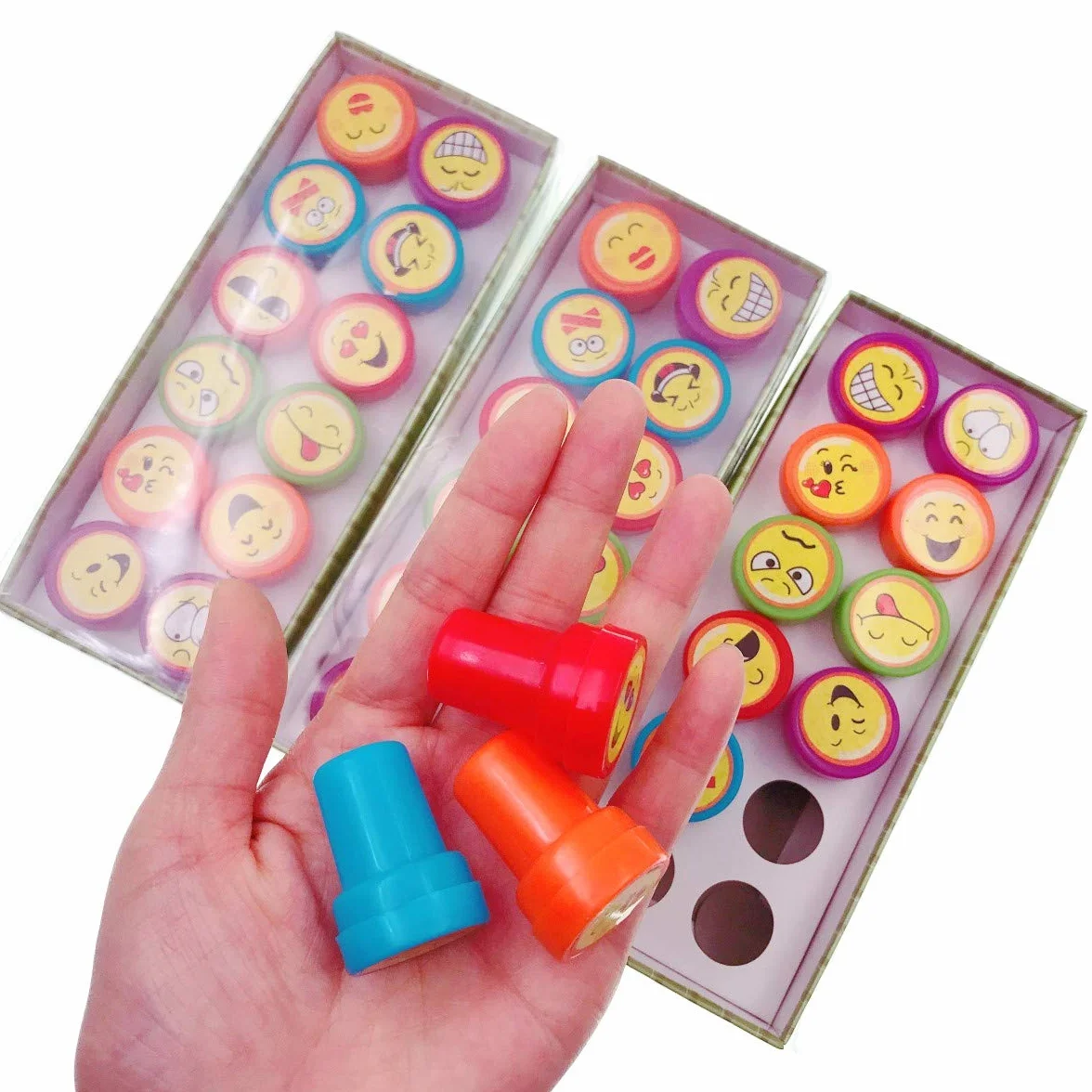 JZK 36x Emoticon Emoji Sellos de Tinta para niños Sello Conjunto estampadora Auto entintadora