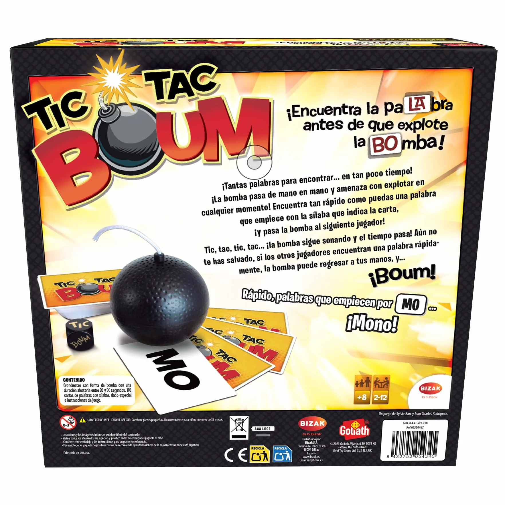 Bizak Tic TAC Boum Juego de Mesa Infantil a Partir de 8 Años, Juego de Cartas Educativo 2-12 Jugadores