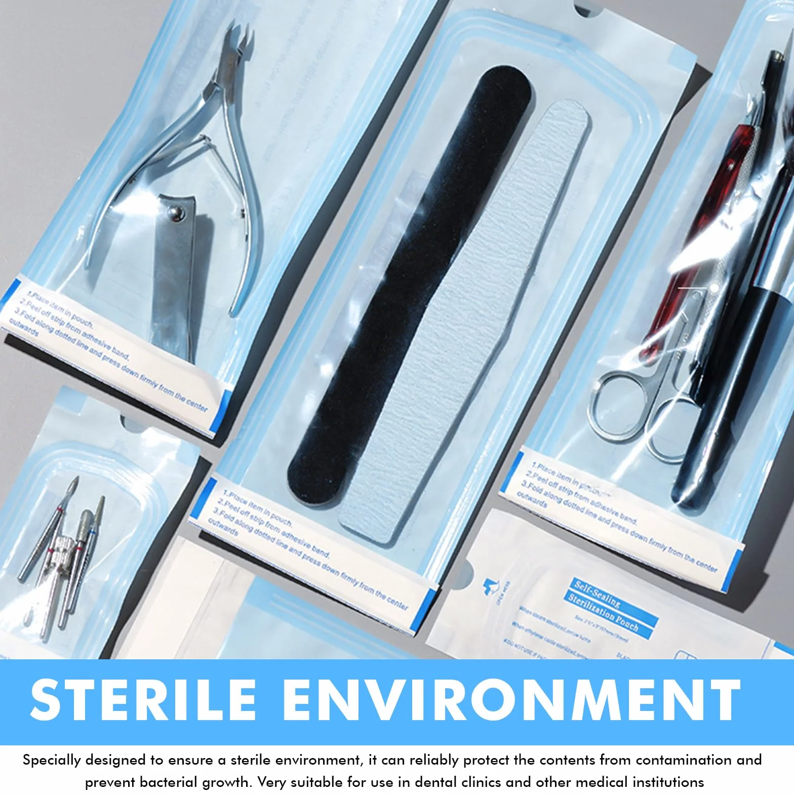 Bolsas de Esterilización Autoselladoras 200 uds 135x280 mm Desechables para Dentistas