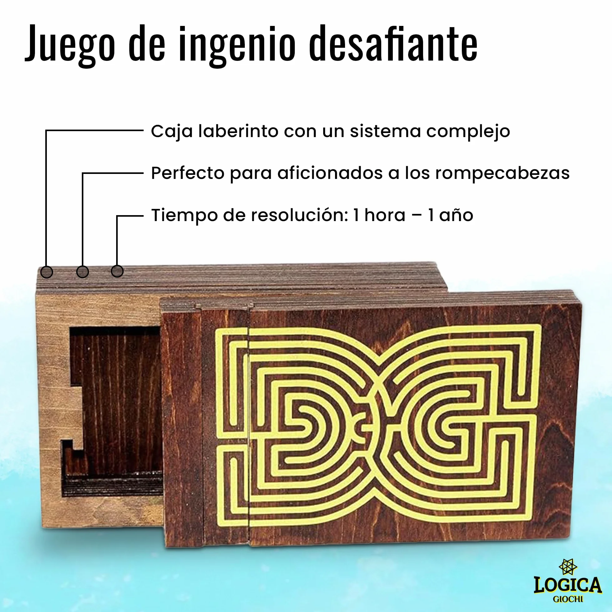 Logica Juegos Cofre Laberinto Rompecabezas de Madera Caja Secreta Dificultad 5/6 Colección Leonardo da Vinci