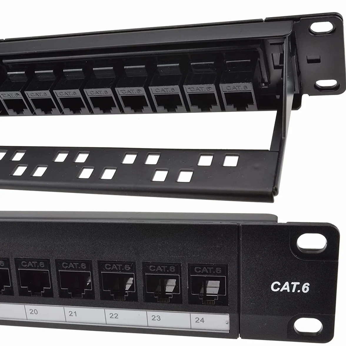 Panel de Conexión de Red 24 Puertos 1U Rack Cat6 Patch Panel RJ45 110