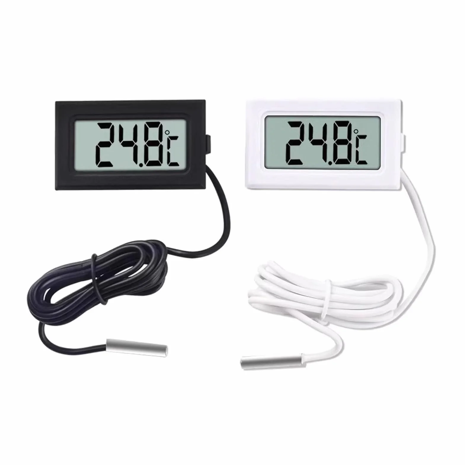 Mini Termómetro Digital LCD con Sonda 2 Piezas, Termómetro Acuario, Congelador, Nevera