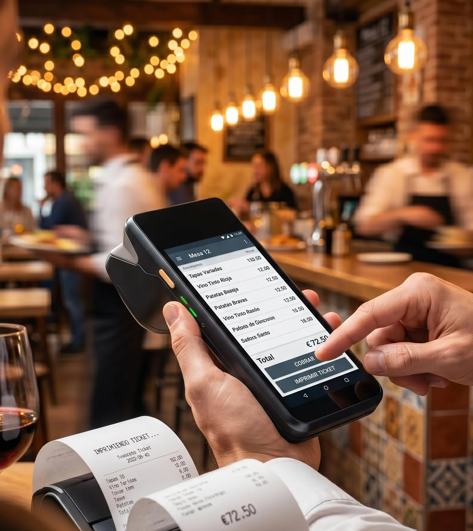 MAIA PDA Android para Hostelería y Restaurantes con Impresora 58 mm | Comandero TPV con Lector QR 1D/2D, 4G y WiFi | Terminal Portátil Profesional para Comercio y Reparto