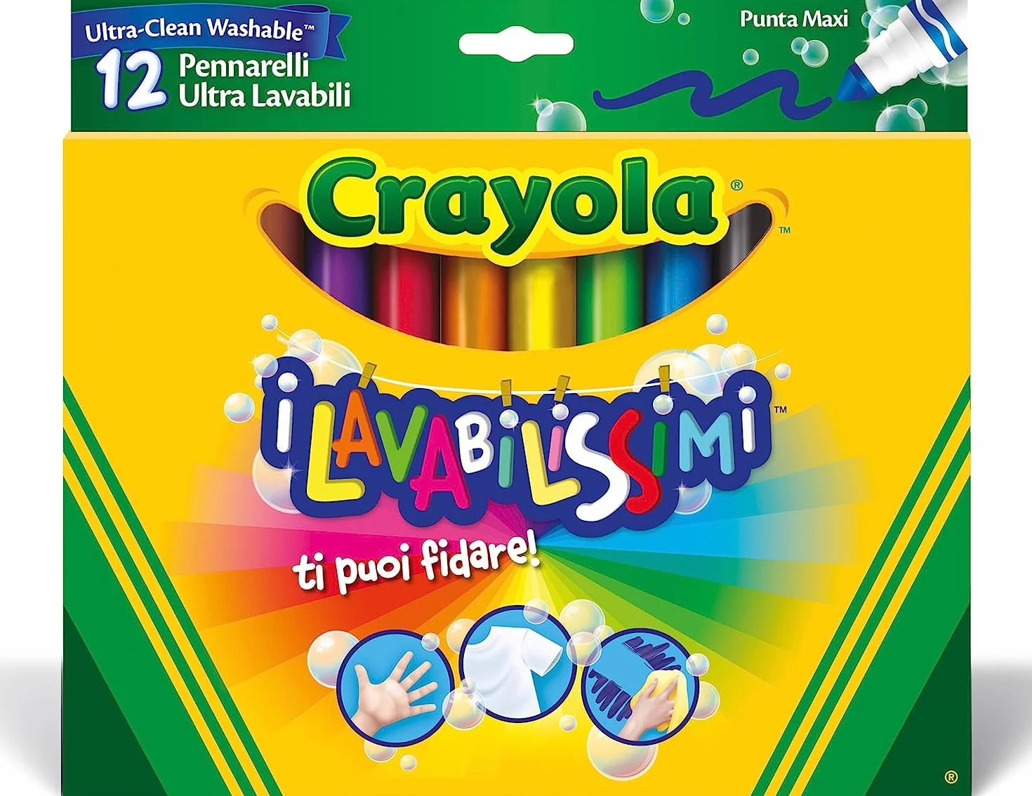 Crayola Rotuladores Ultra-Lavables Punta Maxi 12 Colores