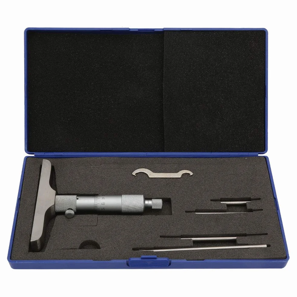 Micrómetro de profundidad de acero inoxidable de alta precisión 0-100mm 4" 5 piezas
