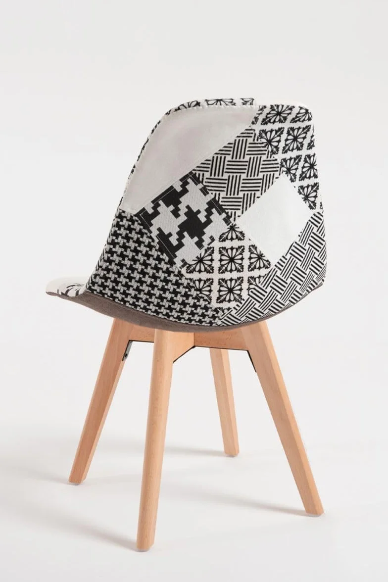 Regalos Miguel - Packs Sillas Comedor - Pack 2 Sillas Synk Patchwork - Patchwork Blanco y Negro