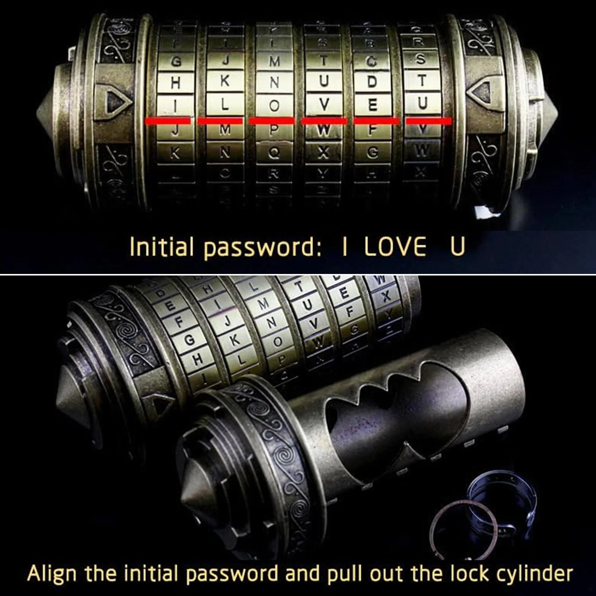 Da Vinci Code Mini Cryptex Lock Puzzle Brain Teaser Gift for Couples Blanco