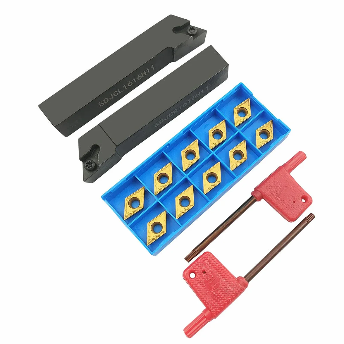 Barra de mandrinar SDJCR1616H11 SDJCL1616H11 torno externo titular herramienta torneado 10 piezas DCMT32.51 DCMT11T304-HMP NC3020 carburo inserción