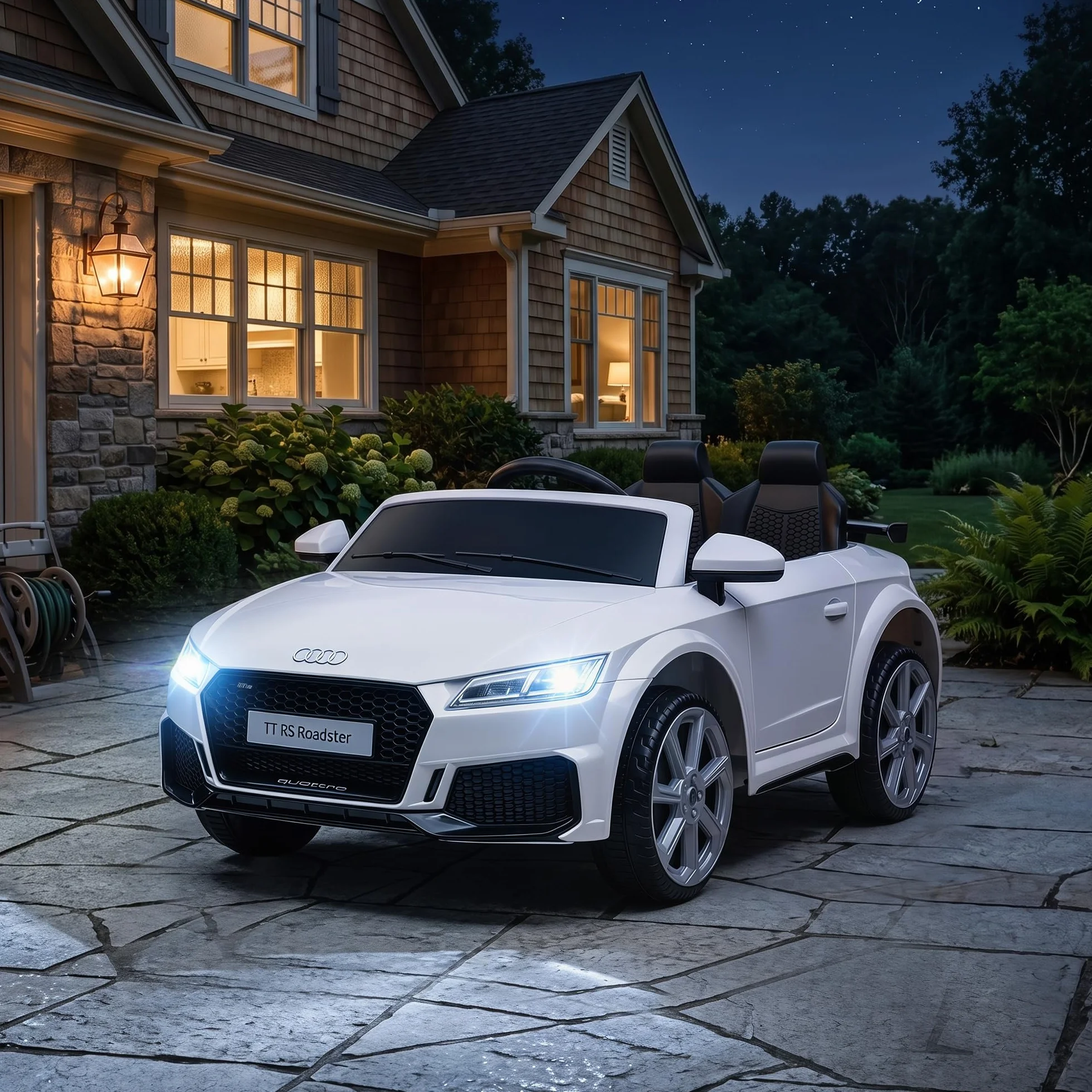HOMCOM Coche Eléctrico Infantil Audi TT 12V 3 km/h con Mando a Distancia 102x60x44 cm Blanco