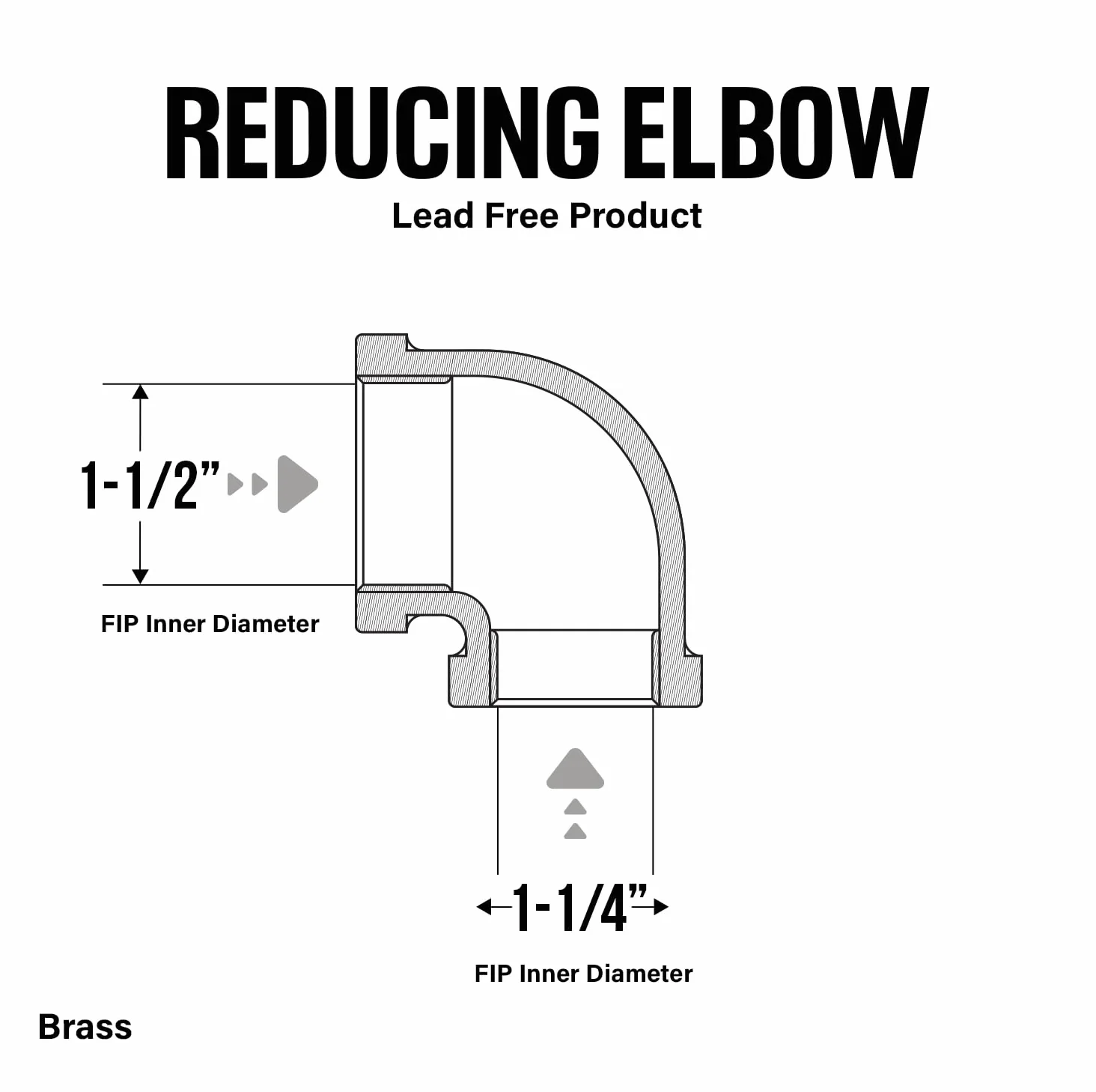 Everflow BRRL1124-NL codo reductor de latón de 90 grados sin plomo con extremos roscados hembra, construcción de latón, resistencia a la corrosión más alta económica y fácil de instalar