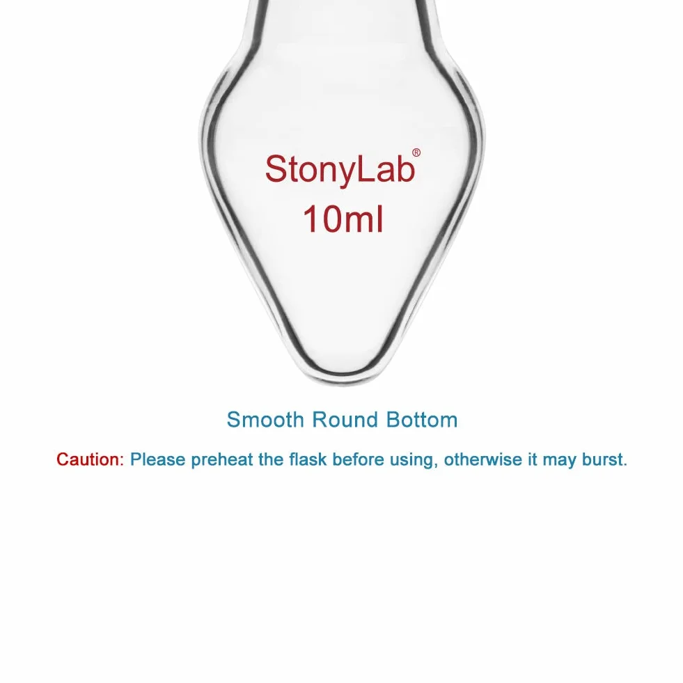 Stonylab Matraz de Recuperación de Vidrio Borosilicato, Cuello Único, Junta Cónica 24/40 Estándar, Forma de Pera, 10 ml