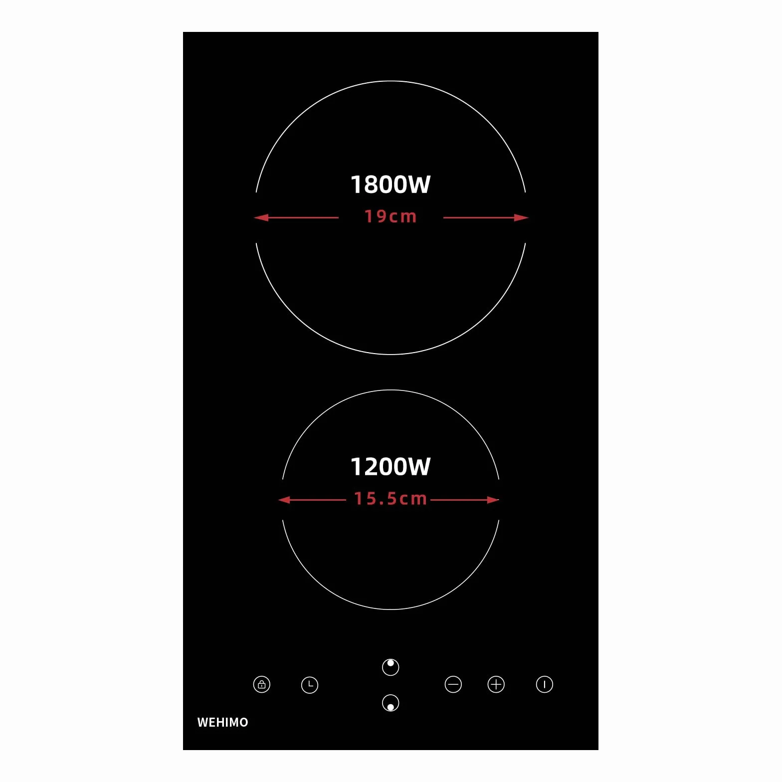 WEHIMO Placa Vitrocerámica 2 Zonas 3000W Control Táctil Seguridad Infantil Temporizador