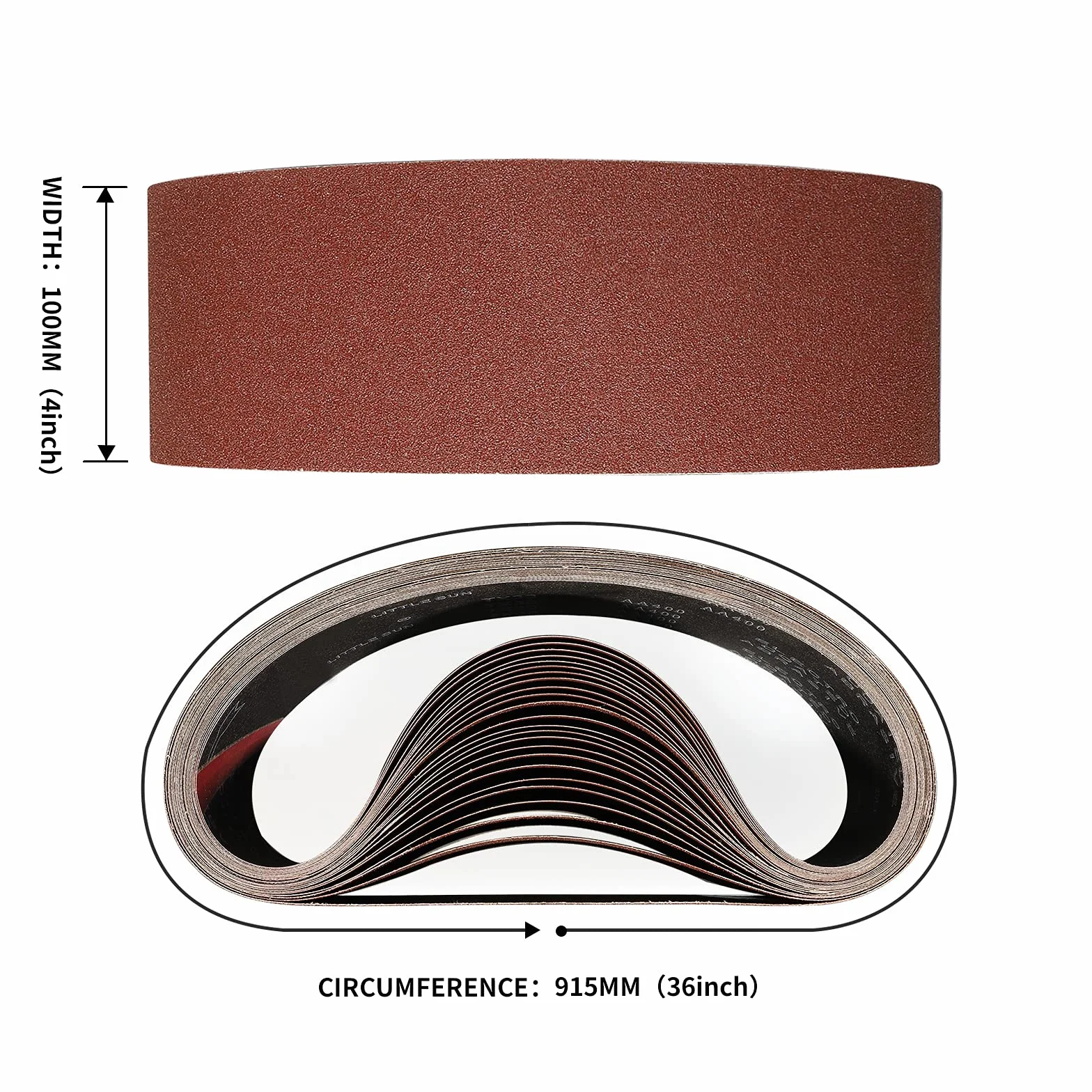 Juego de bandas de lija 100x915mm grano 100 para lijadora de banda madera metal pintura 10 piezas