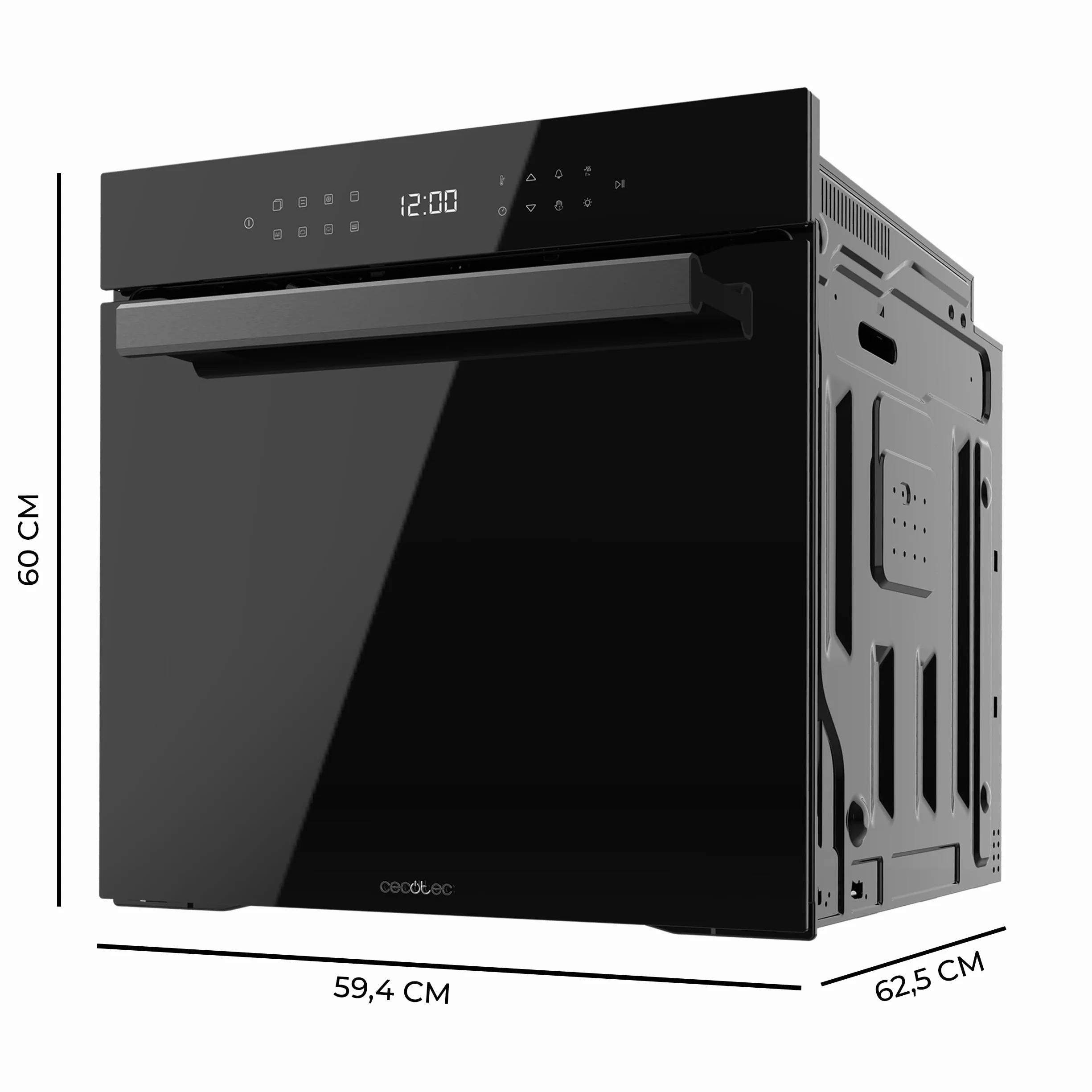 Cecotec Horno Integrable Pirolítico 81L Bolero Hexa P506000 Glass Black A+ 11 Funciones Airfryer Master Pizza Master 3D Cooking Steam Base X2