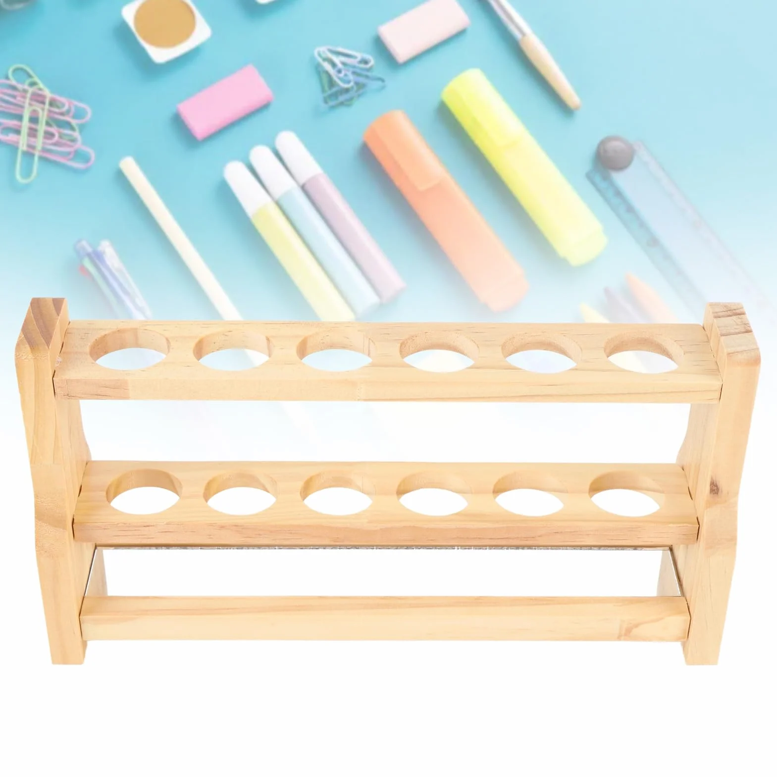Soporte de Madera para Tubos de Ensayo 31mm Almacenamiento Científico