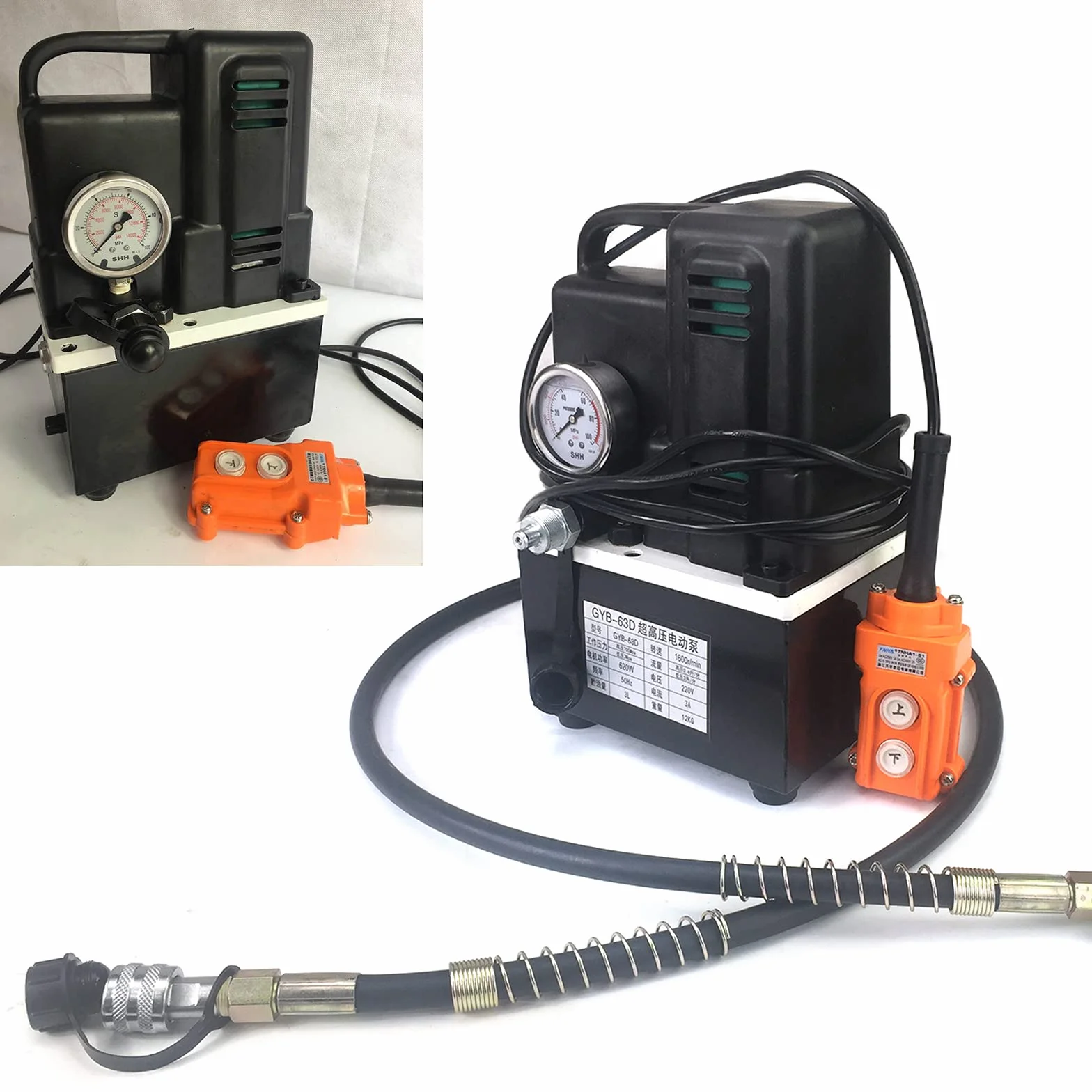 Bomba hidráulica eléctrica hidráulica | bomba de aceite portátil | bomba eléctrica | 220 V | 70 Mpa | 3L de capacidad