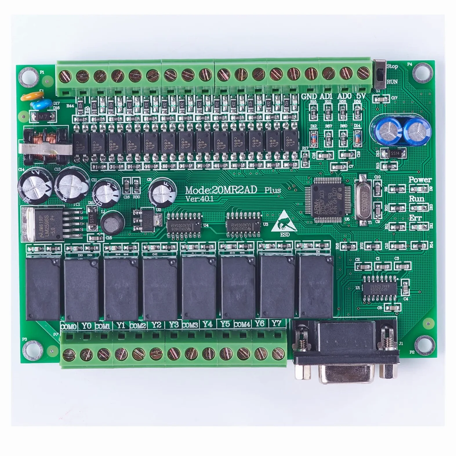 Motor paso a paso, Controlador lógico programable PLC con Acture 2 0MR FX2N 12 Entrada 8 salida 0~10V 2 AD Relay Controlador automático