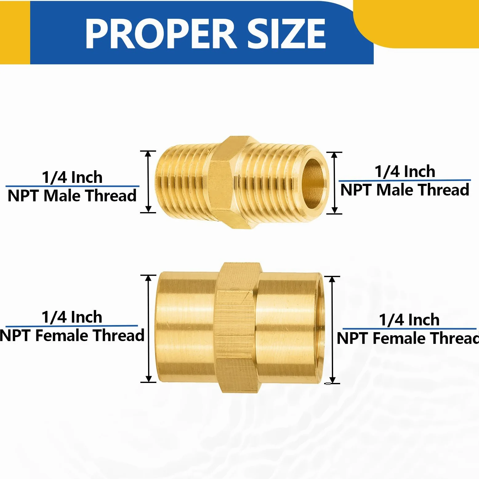 Paquete de 20 racores de latón GUOFIS, Macho de 1/4" (Paquete de 10) + Hembra de 1/4" (Paquete de 10), niple Hexagonal