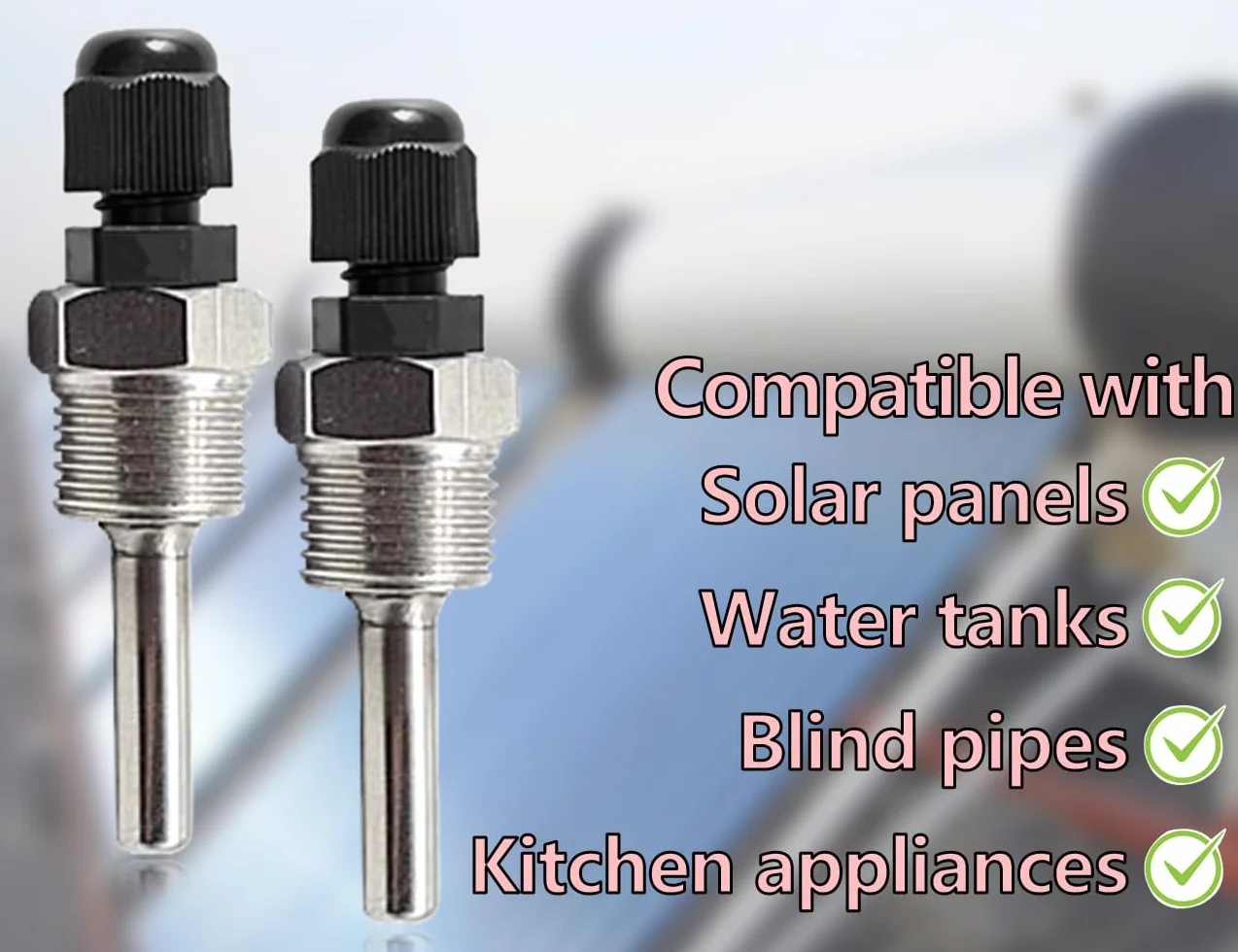 2 piezas de manguitos de inmersión,termopozo de acero inoxidable,tubos de protección de inmersión para termopares,sensor de tubo de rosca G 1/2 pulgada con tornillo de bloqueo(8 * 30 mm)