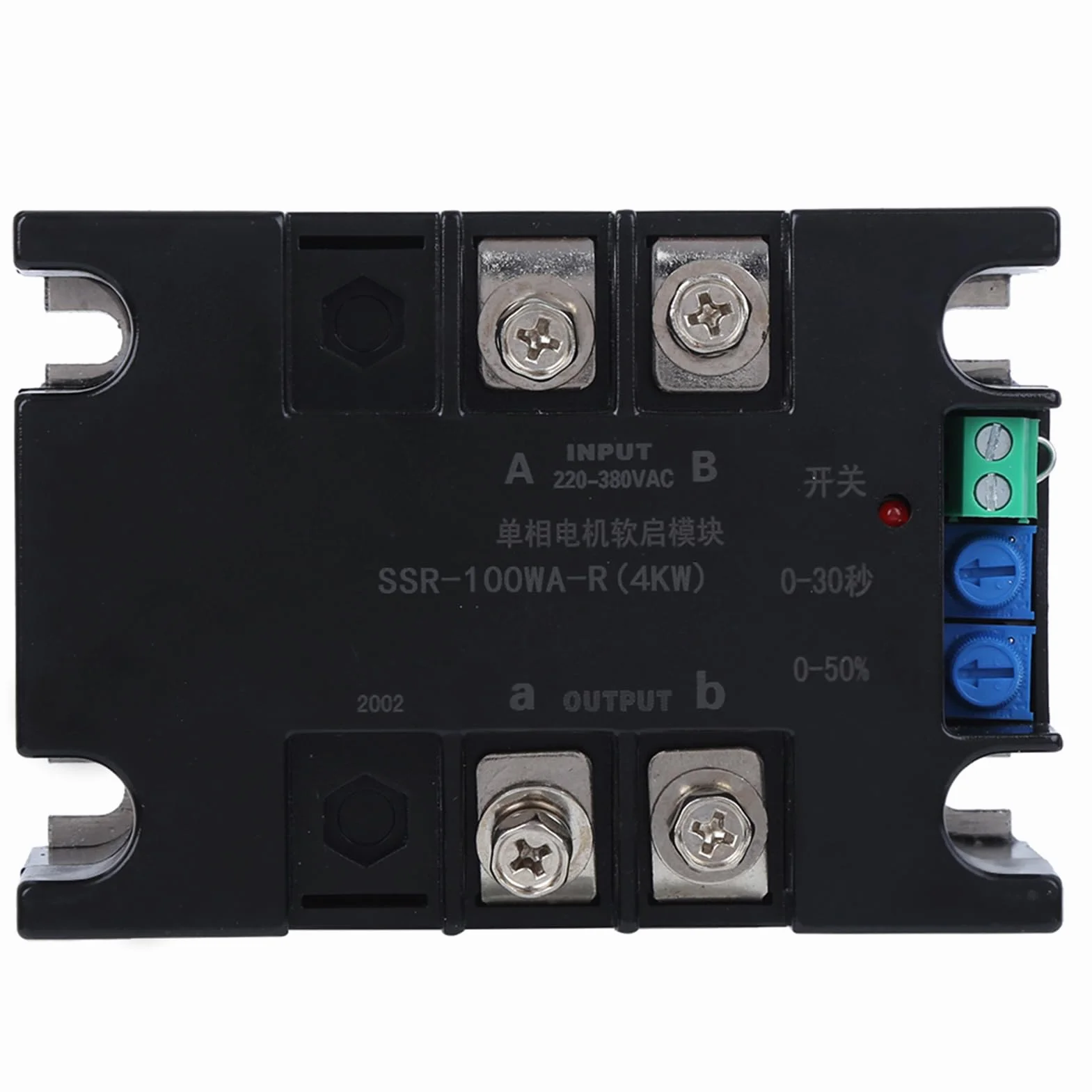 SSR-100WA-R1(4KW) Placa de Arranque del Motor, Motor Monofásico de 2 Fases Arrancador Suave Parte Inferior de Latón Accesorio de Control Industrial para Bomba de Agua(Módulo óptico)