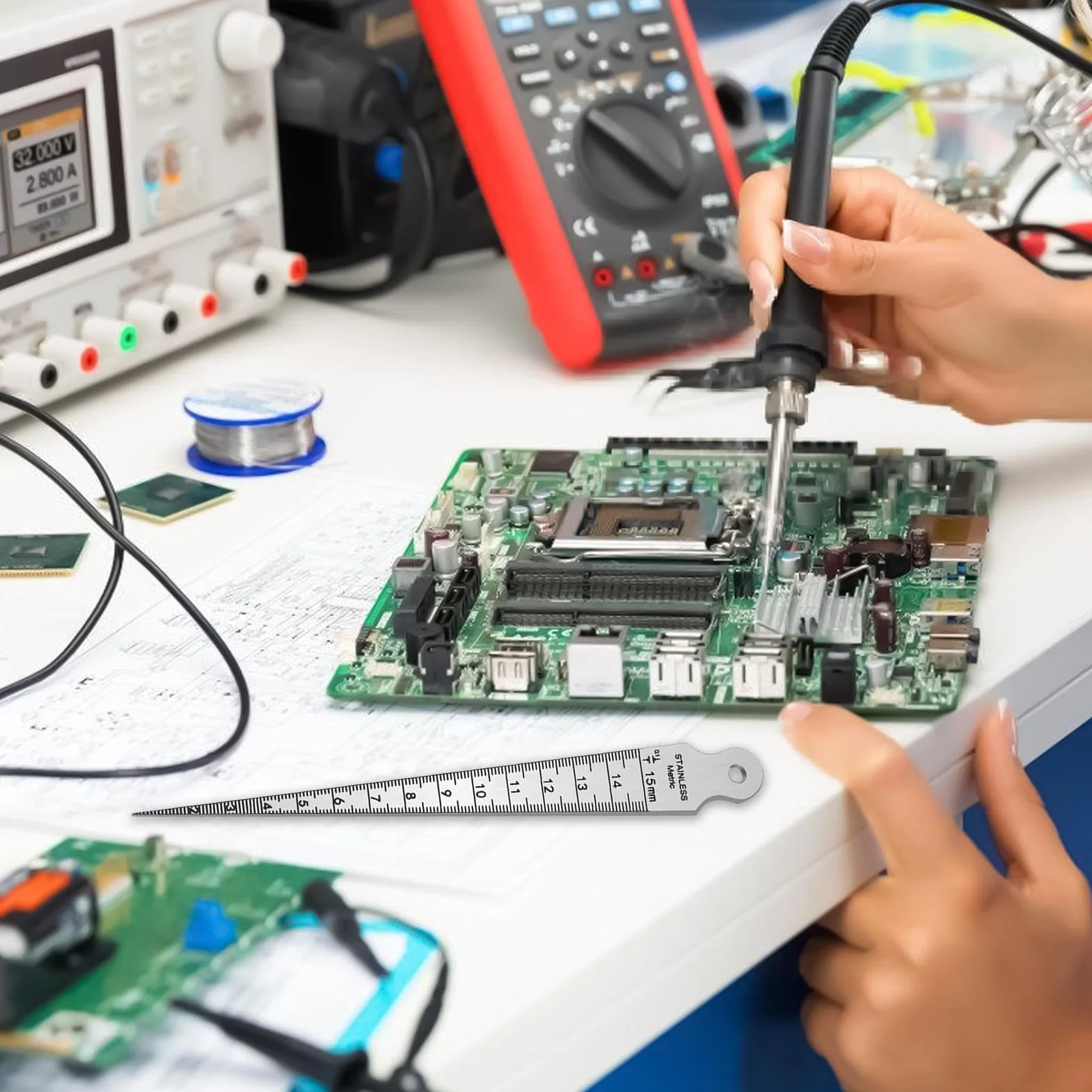 Calibrador de Soldadura Galga de Cuña de Precisión Acero Inoxidable Identificación Numérica Clara Medición Reparación Automóviles Metalurgia