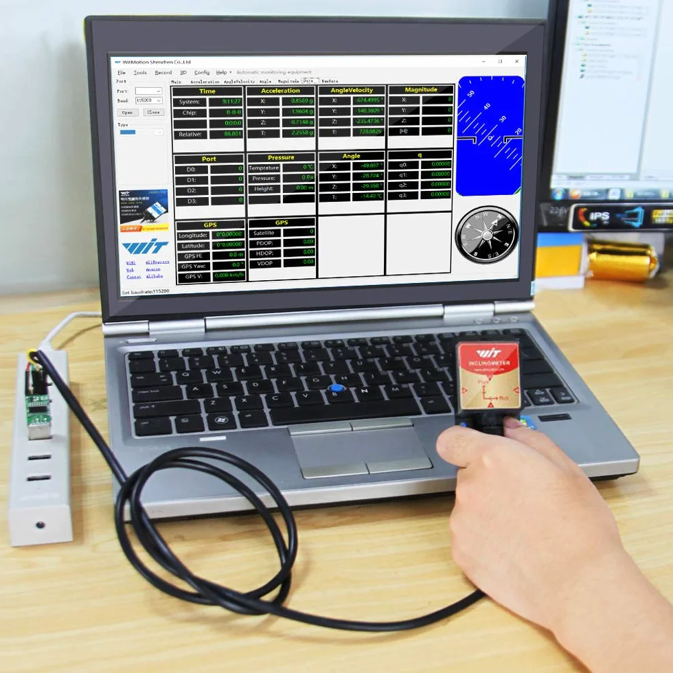 [Acelerómetro + Inclinómetro de Grado industrial] HWT905-TTL MPU9250 Giroscopio de 9 ejes + Ángulo (XY 0.05 °) + Brújula digital con filtro Kalman, compensación de temperatura y magnetómetro