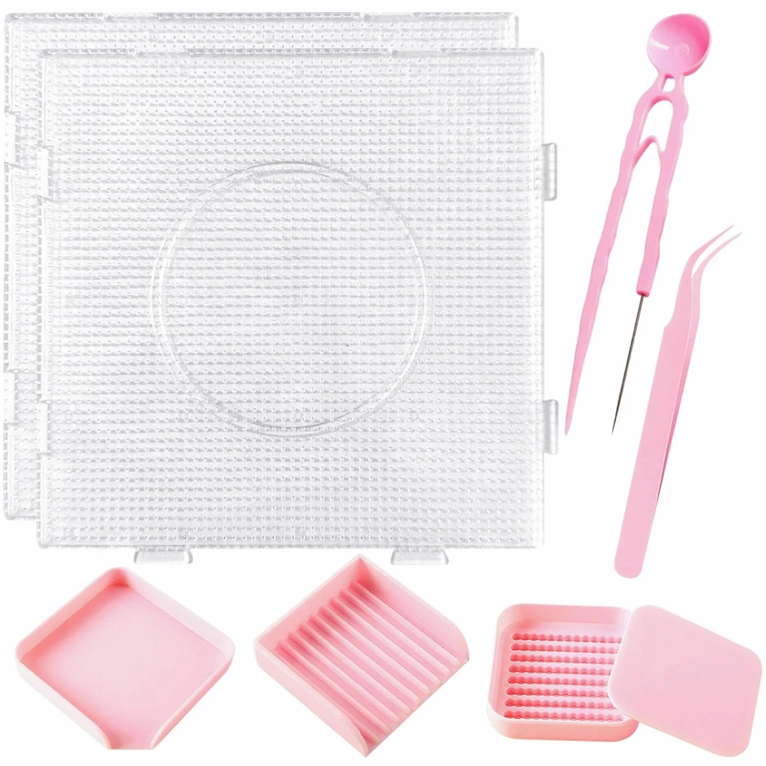 Kits de Transparentes Placas para Plancha con Pinza y Bandeja para Cuentas de 2,6mm, 8 Piezas