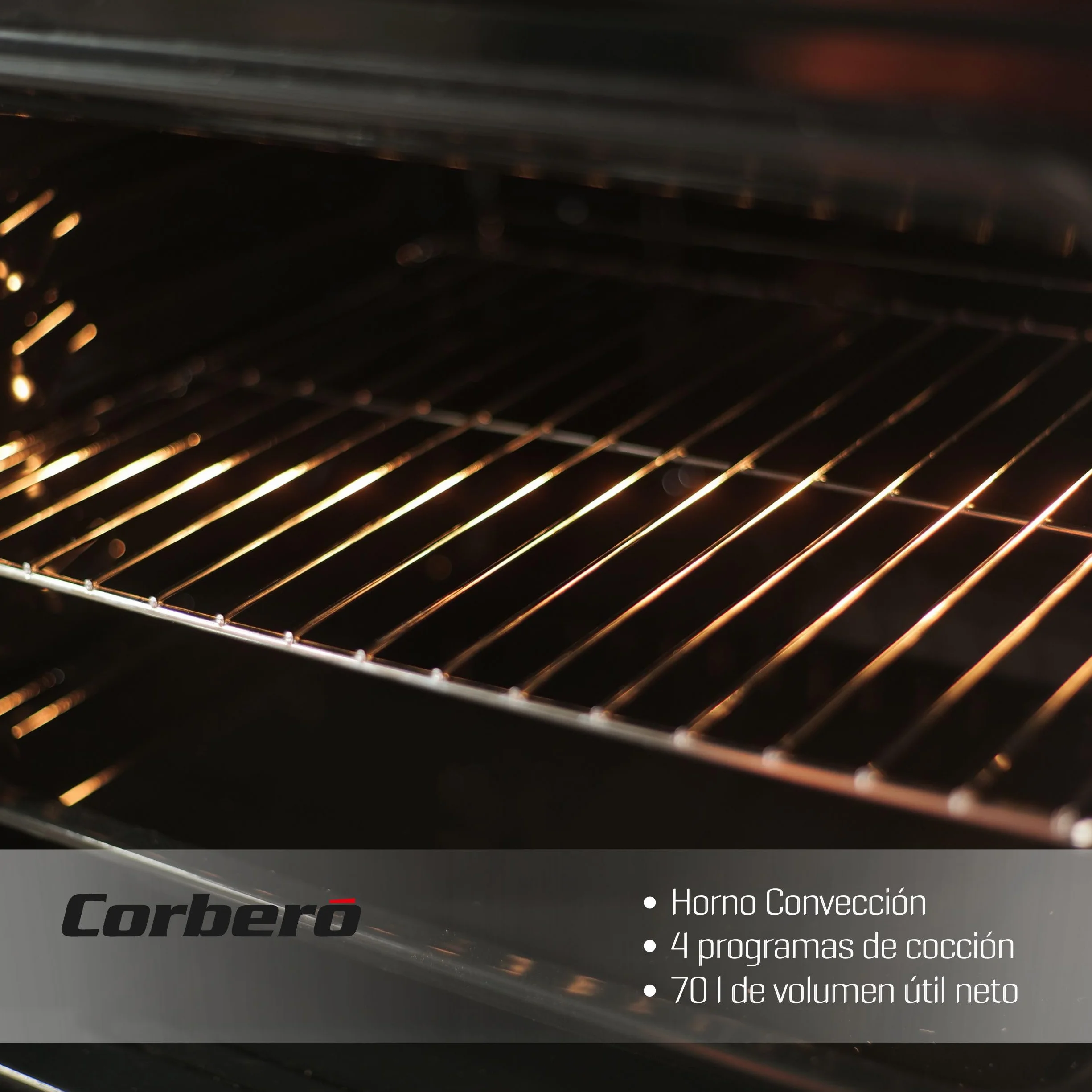 Corberó Horno convección 70L CCHM603X 60x60x58 cm 2100W Negro perfil Inox