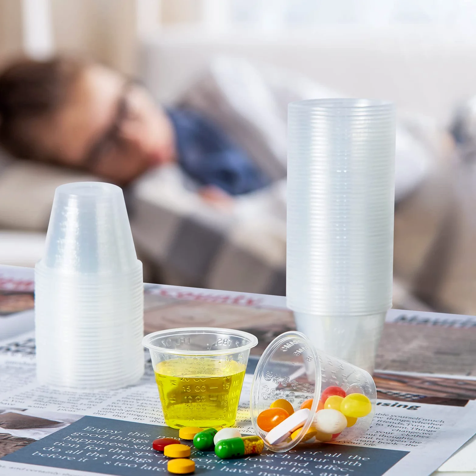 Paquete de 1000 vasos desechables para medicina (1 onza), tazas medidoras de plástico médico para fines médicos, o mezclar y medir resina, epoxi, artes y manualidades, pintura, cocina