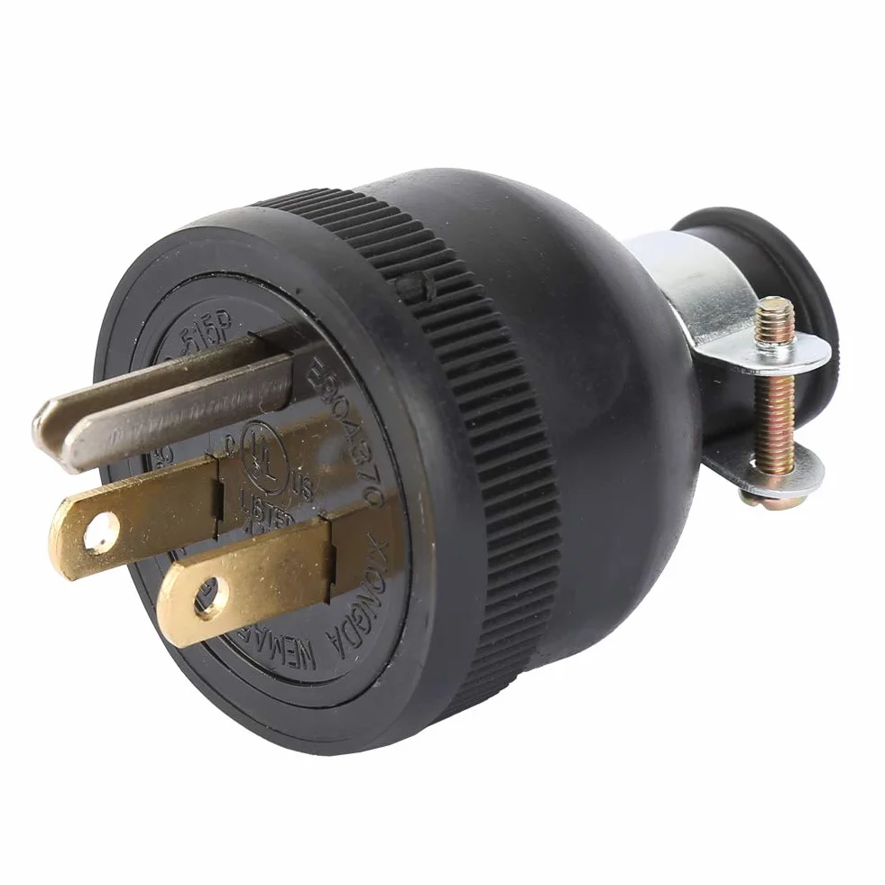 Enchufe de Hoja Recta NEMA 5-15P 15A 125V 2 polos Enchufe de Alimentación de EE. UU. Conector Macho 50-60 (HZ)