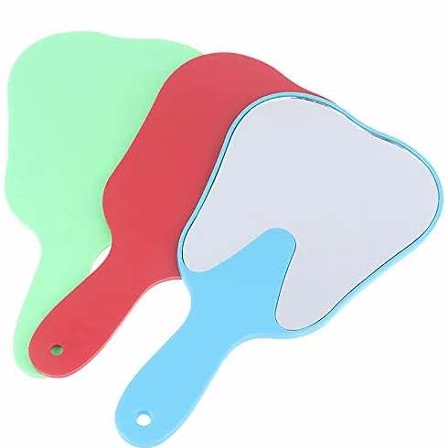 Espejos de cara dental para paciente forma molar color aleatorio 5 piezas