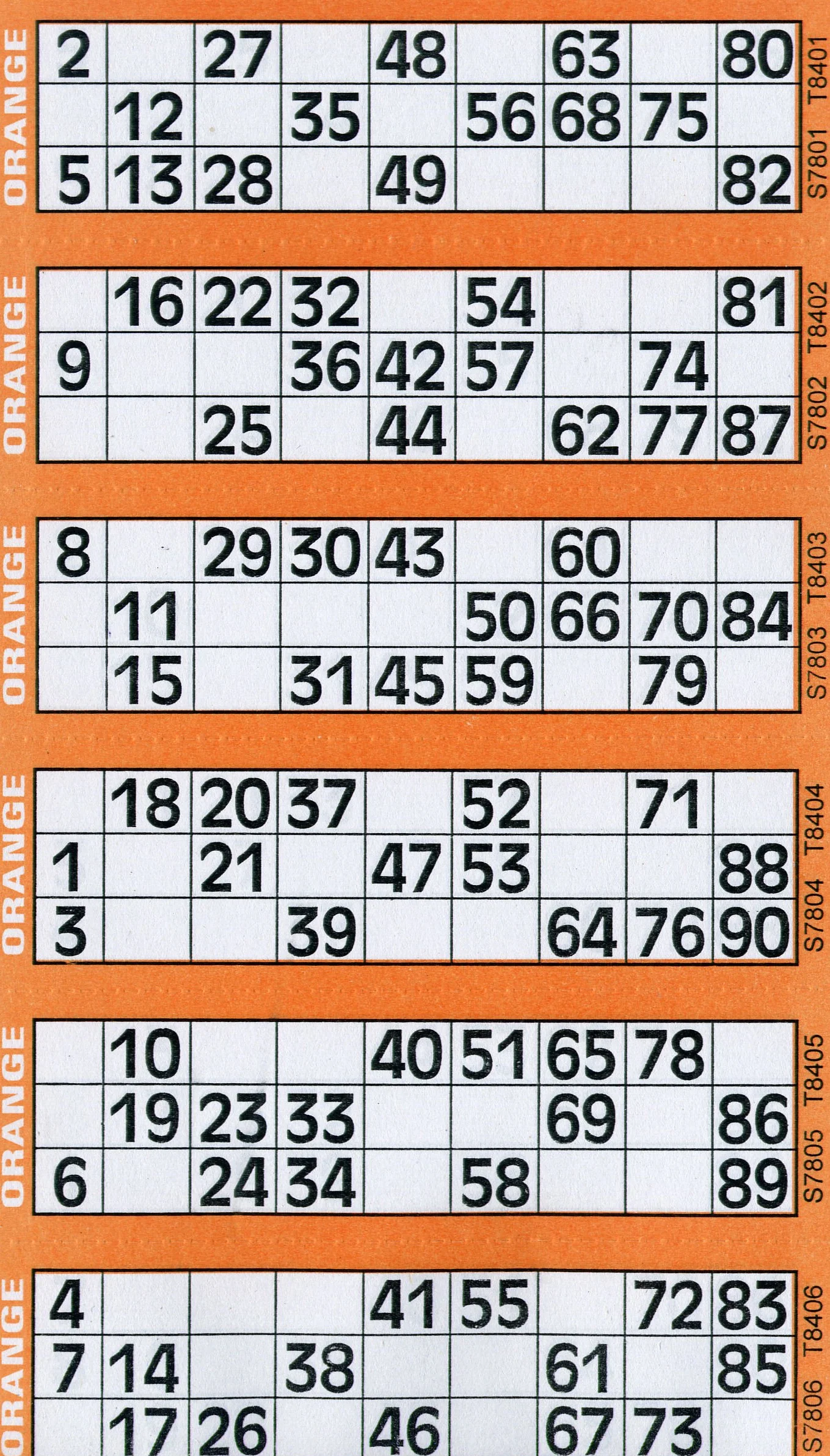 Jumbo Bingo Tickets Pads 6 to View Orange