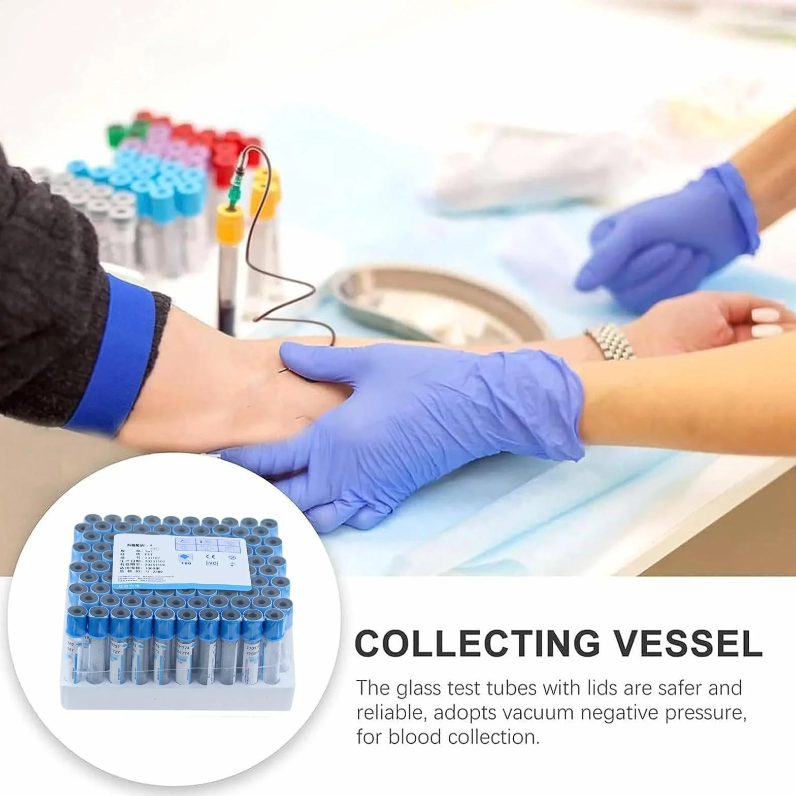 Tubos de extracción de sangre al vacío, citrato de sodio desechable para uso en laboratorio, compatibles con sistemas estándar de recogida de sangre
