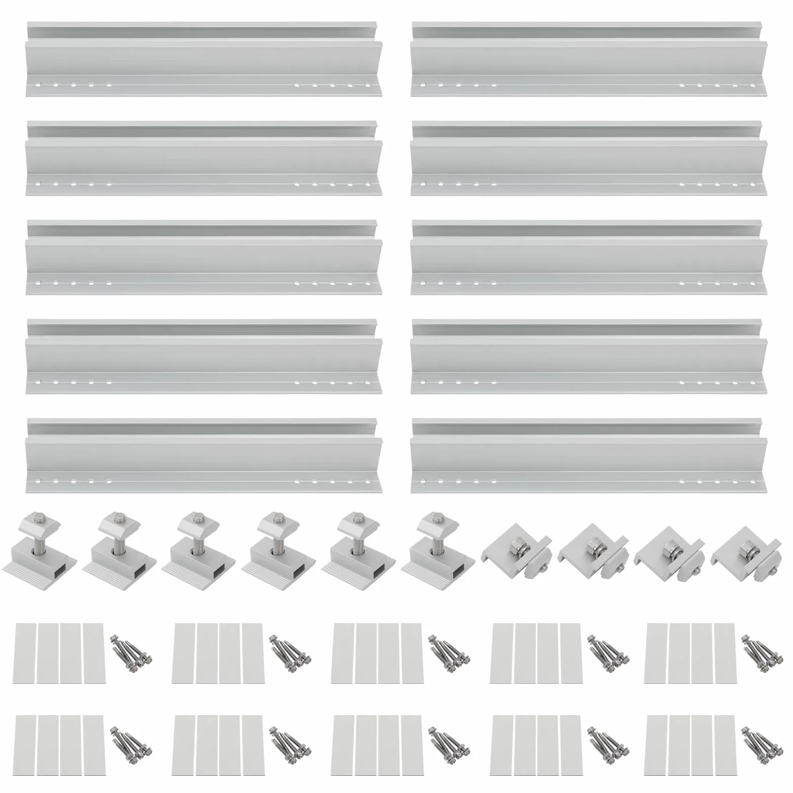 10pcs Panel Solar Kit De Soporte Carriles Cortos De Aluminio Kit De Montaje Solar Para Techo Azulejos Sistema De Fijación,Para El Hogar, Yate, Azulejos