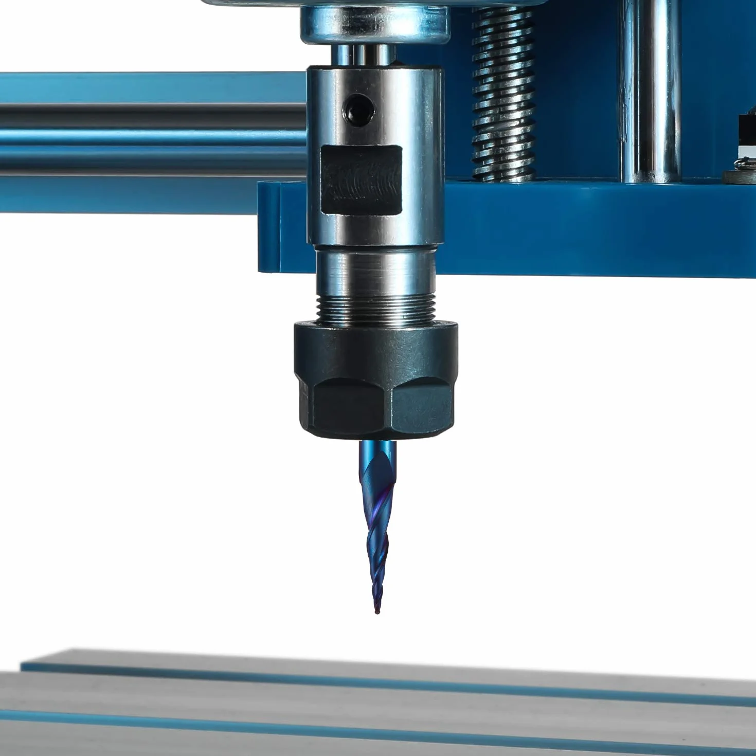 Genmitsu 4 piezas de 2 canales CNC de nariz de bola cónica en espiral, revestimiento nano azul, grabado 2D y 3D, brocas de carpintería, R0.25-1.0, vástago de 1/4 de pulgada, TB04B