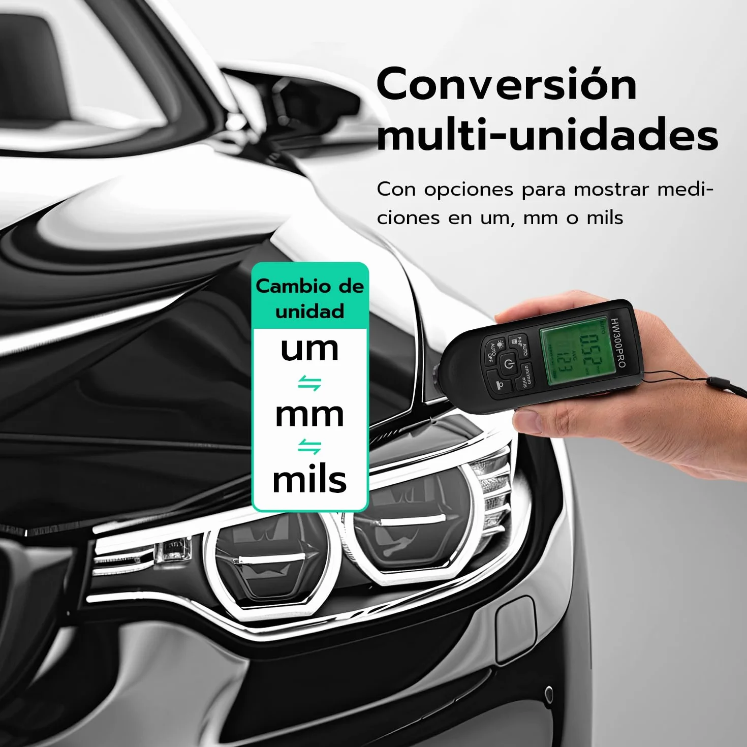 Digital Medidor de Espesor de Revestimientos 0-2000 µm Portátil para Auto Negro