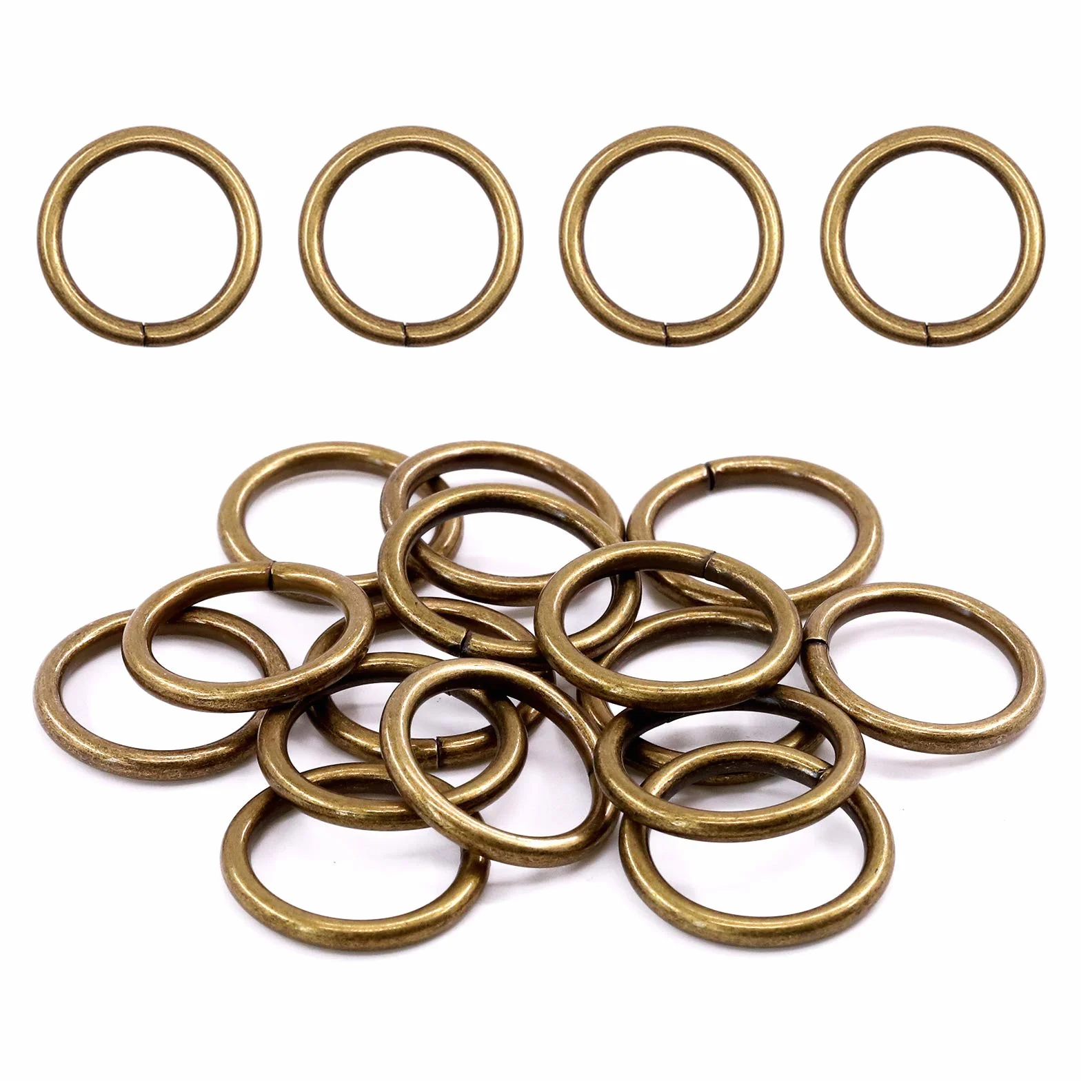 Swpeet 60 anillos de metal 3/4 pulgadas 20 mm bronce multiusos para bolsas de hardware, cinturones y correas para perros