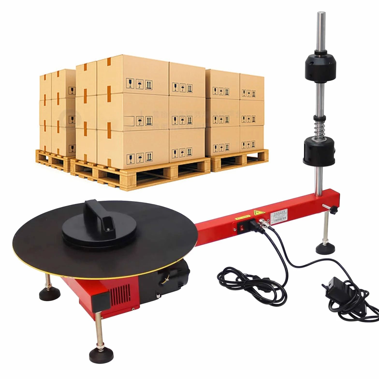 Máquina de Envoltura de Película Estirable Eléctrica, Envolvedora de Palés, Plato Giratorio de 40 CM, 30 RPM, Envolvedora de Palés para Cajas de Logística Exprés, para Película de 20-70 CM