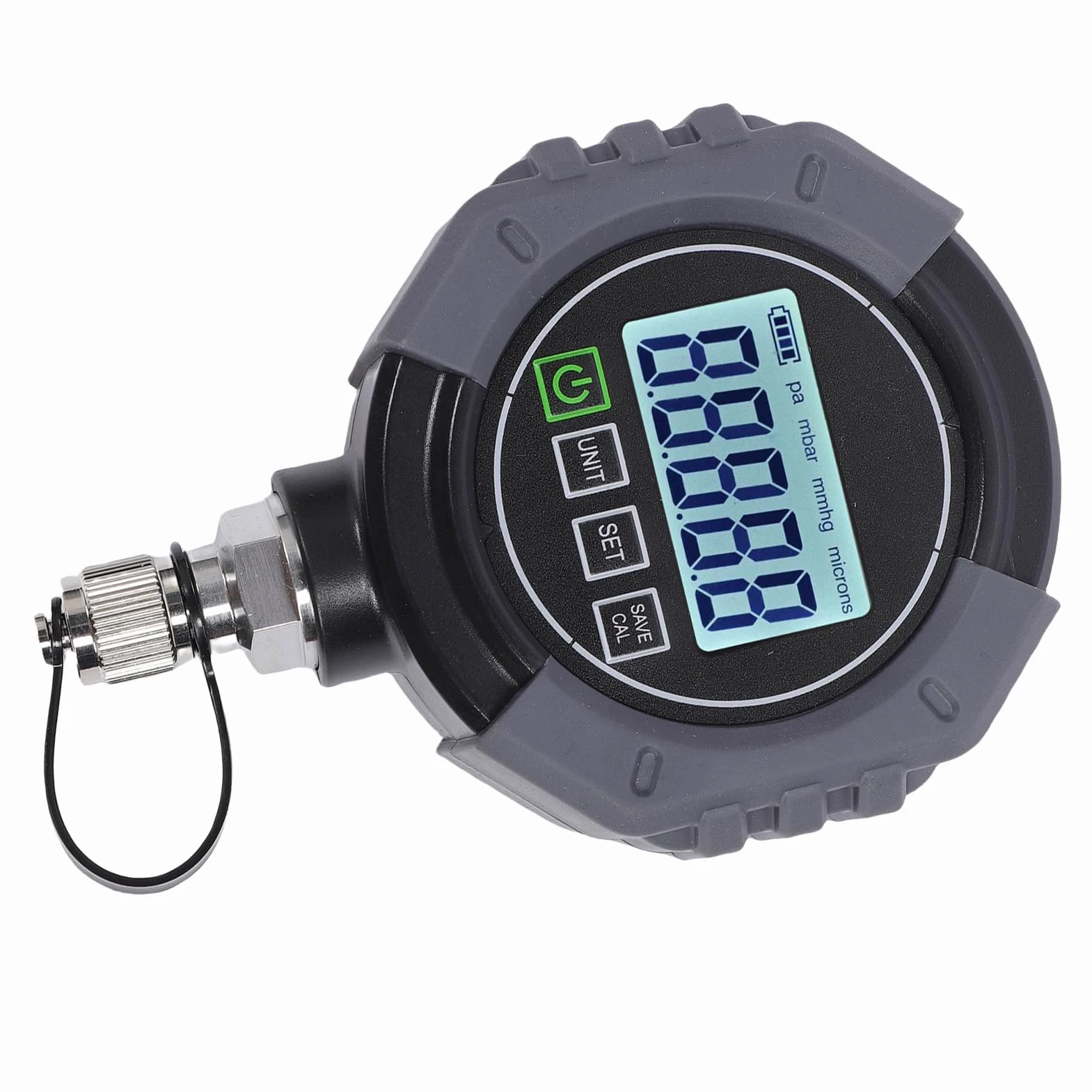 Medidor de Vacío Digital Medidor de Presión de Vacío de de Micrones HVAC Probador de Presión Digital 0 a 75000 Micrones 4 Unidades Monitoreo de Aplicaciones con LCD