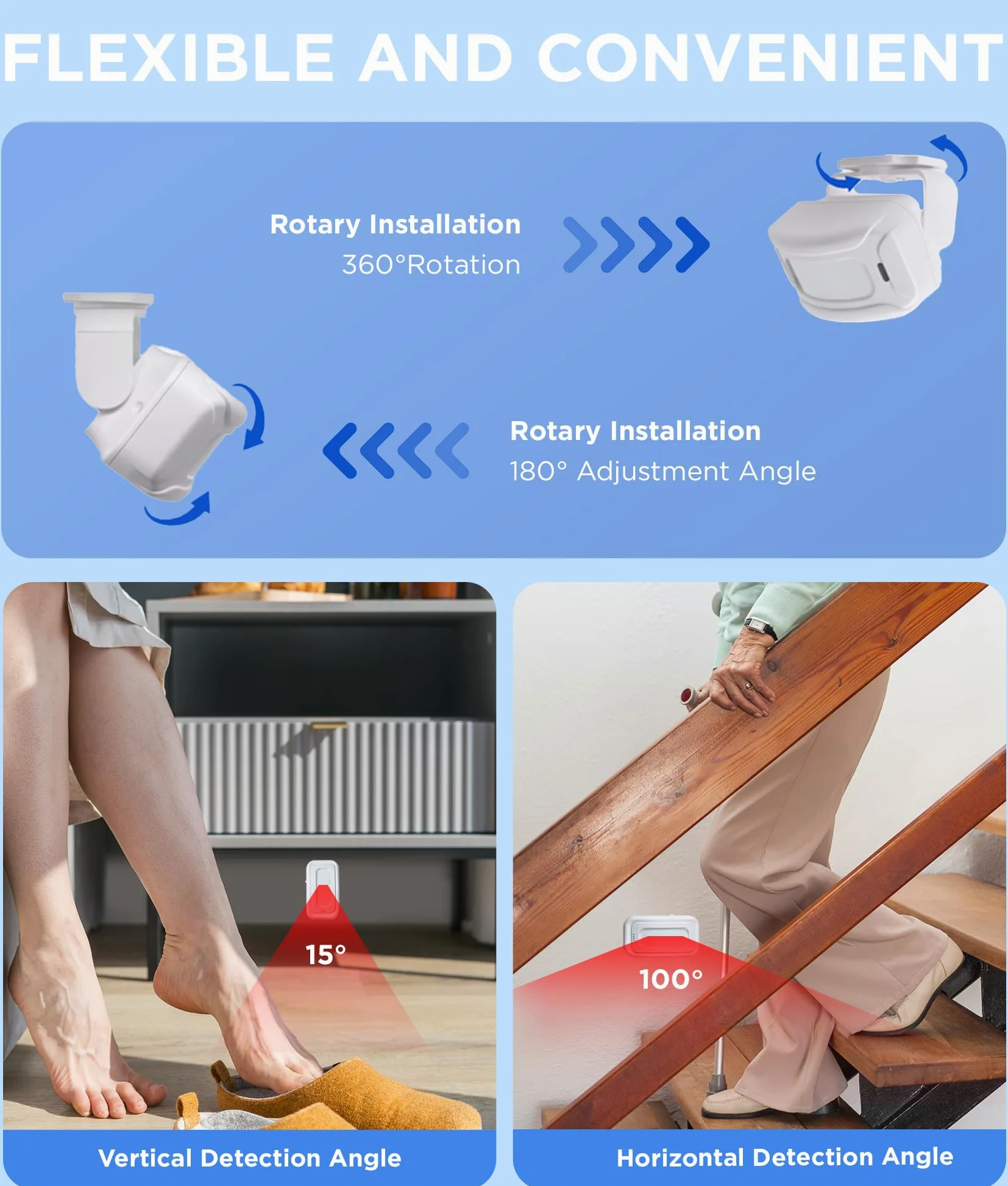 Alarma de cama para adultos mayores, alarma inalámbrica con sensor de movimiento para personas mayores (2 sensores + 1 receptor)