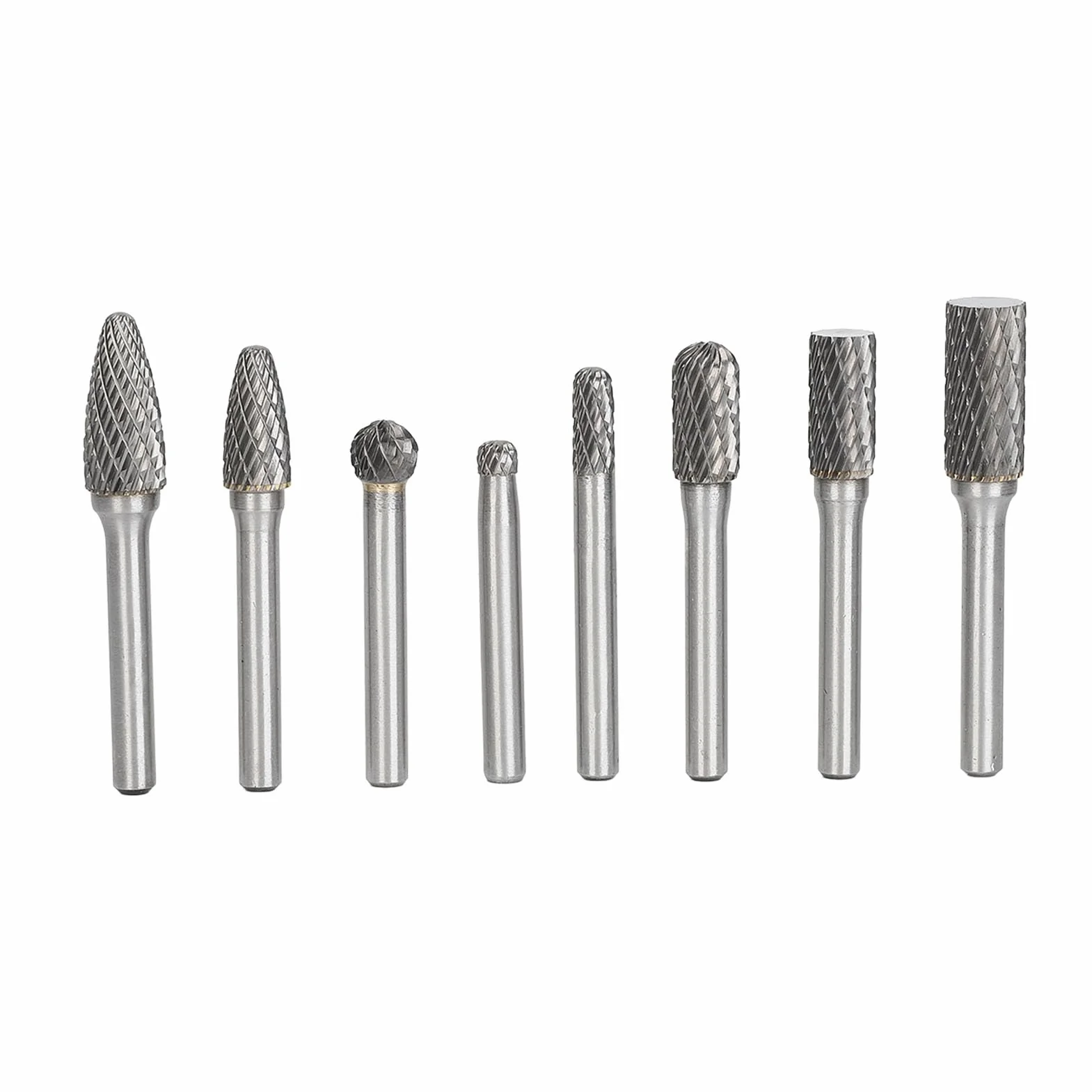 Garosa Juego de Fresas de Carburo Juego de Fresas Rotativas de Acero de Tungsteno 8 Piezas de de Doble Corte para Metal Tallado en Madera Pulido Fresado Desbarbado para Usuarios de Amoladoras